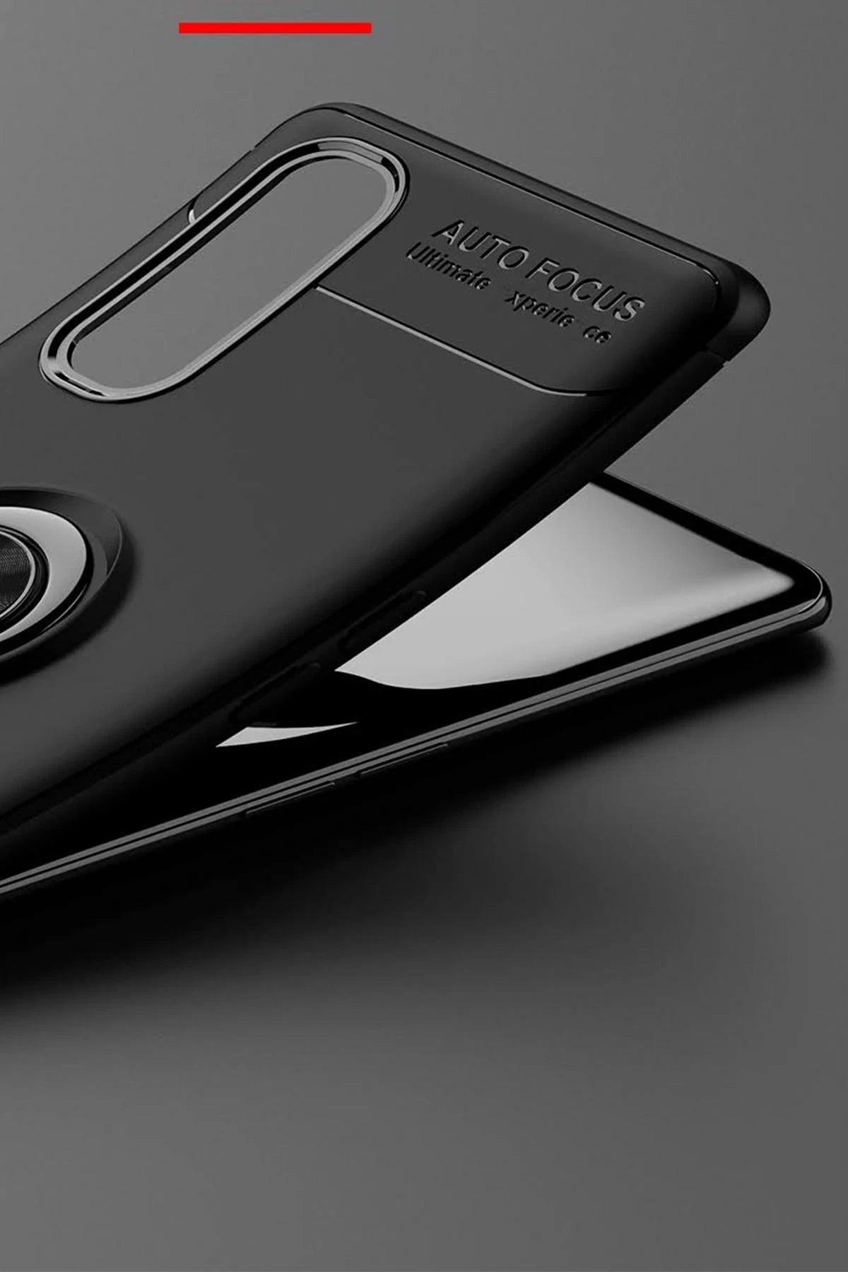 nebaktın Oppo Find X2 Kılıf Range Yüzüklü Silikon - Siyah-Gold 4