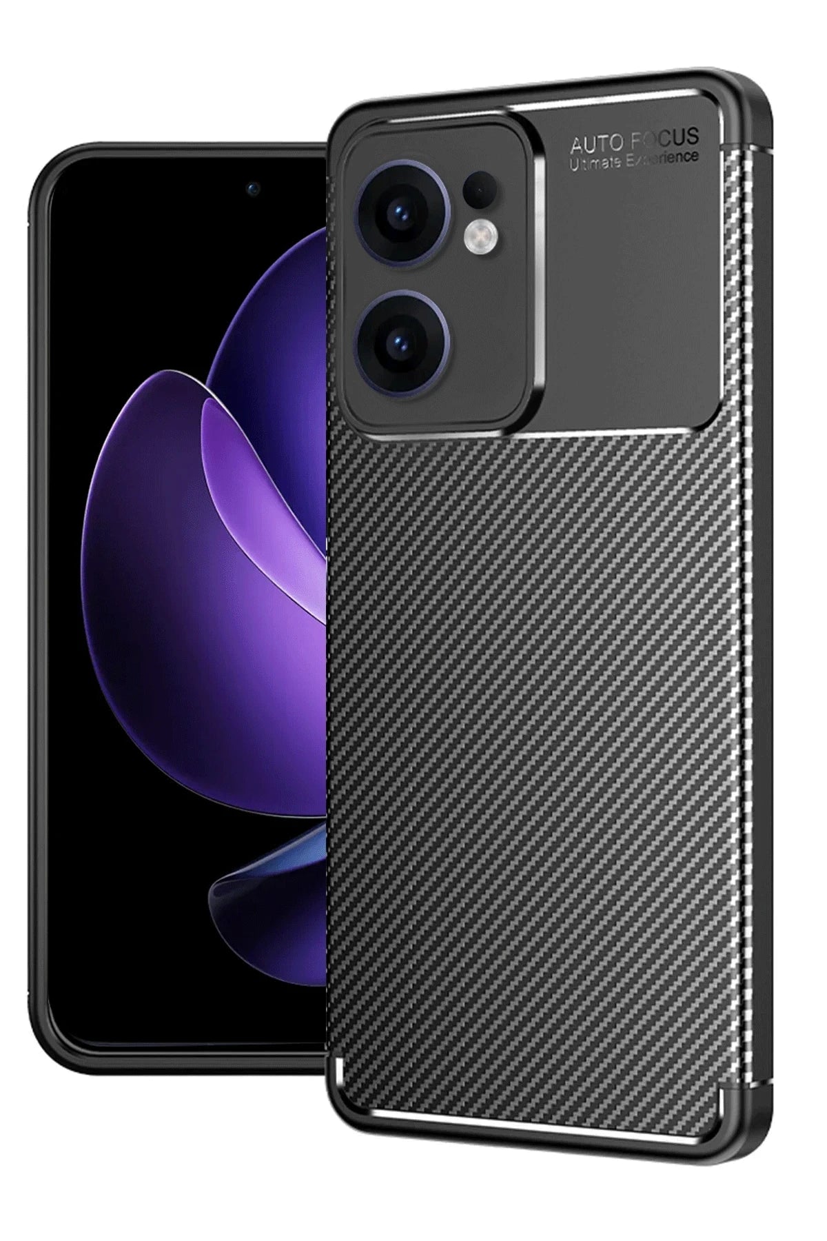 nebaktın Oppo Reno 13F Kılıf Auto Focus Karbon Kapak - Siyah 1