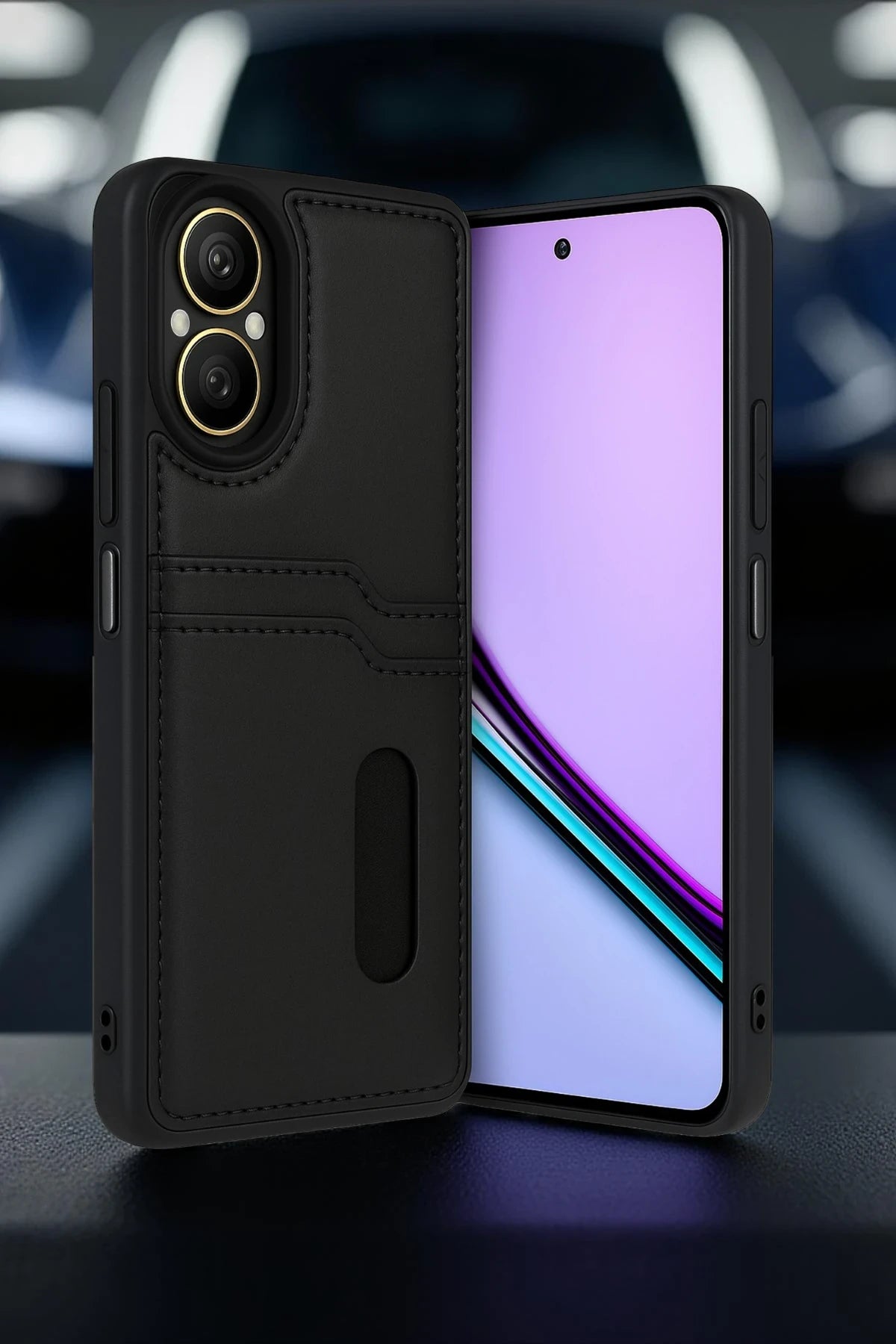 nebaktın Realme 12 Lite Kılıf Sara Kartvizitli Deri Kılıf - Lacivert 2