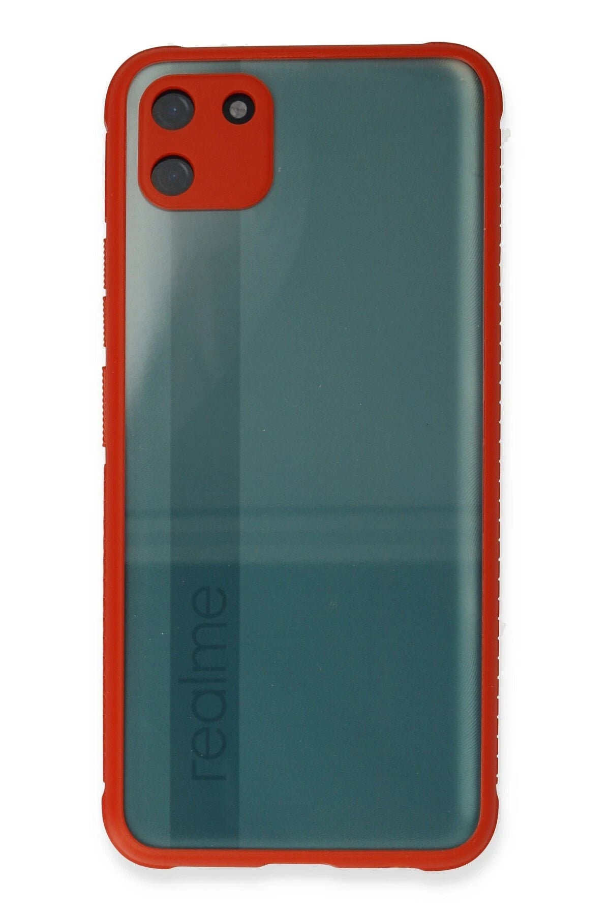 nebaktın Realme C11 Kılıf Miami Şeffaf Silikon - Kırmızı 2