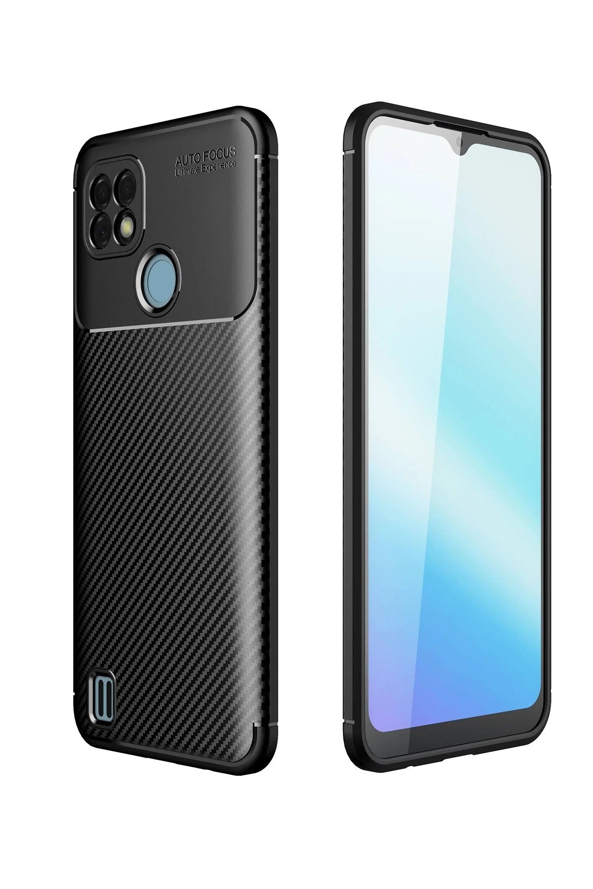 nebaktın Realme C21 Kılıf Auto Focus Karbon Kapak - Siyah 1