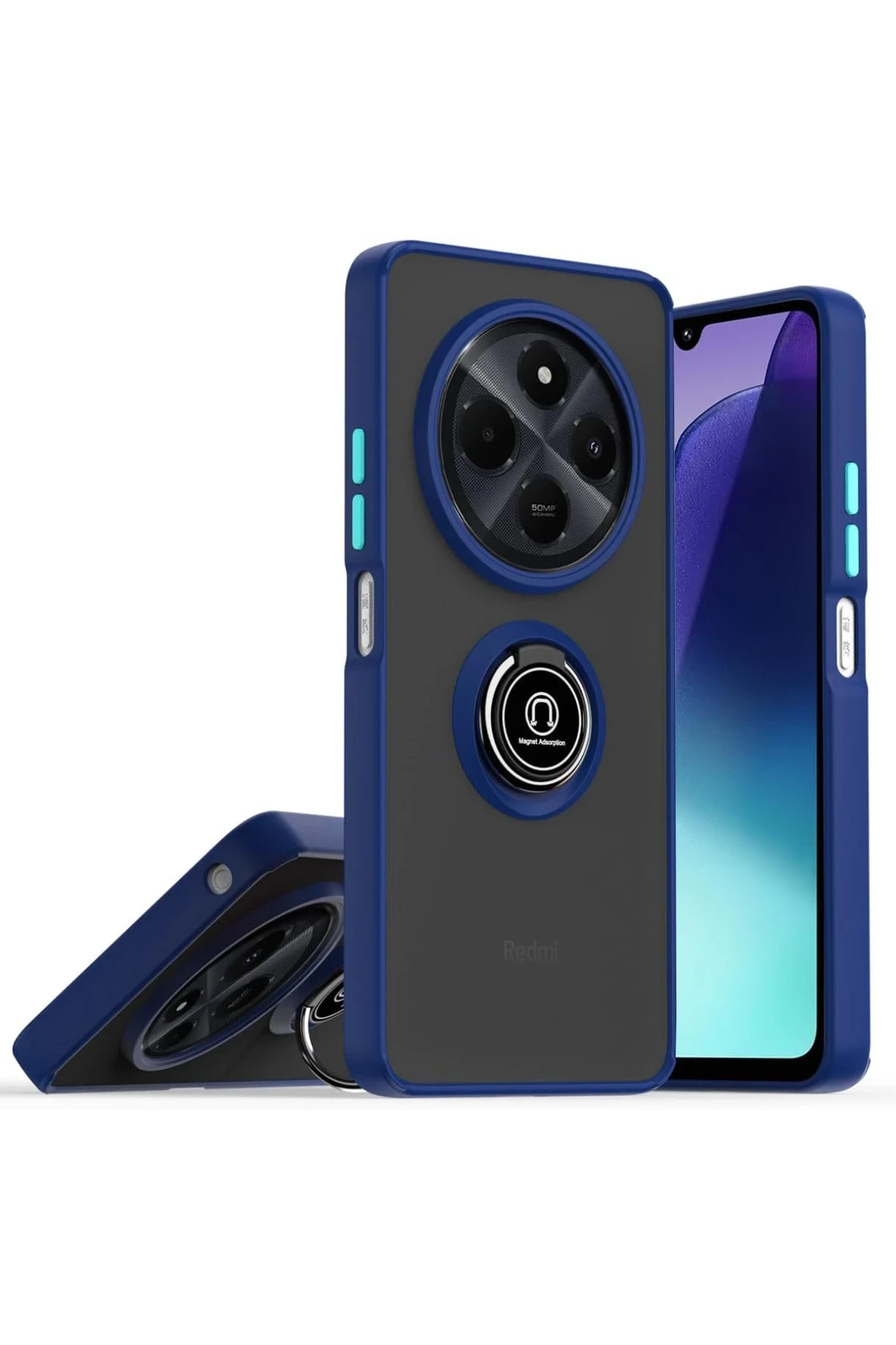 nebaktın Realme C75 4G Kılıf Montreal Yüzüklü Silikon Kapak - Lacivert 1