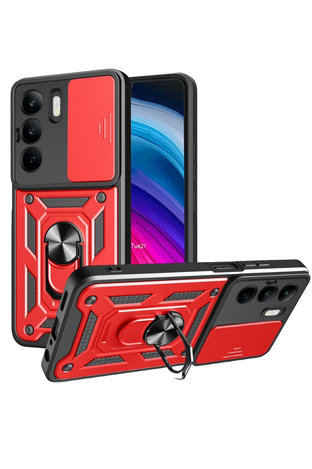 nebaktın Realme C75 4G Kılıf Pars Lens Yüzüklü Silikon - Kırmızı 1