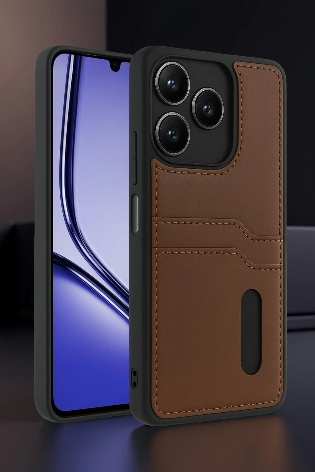 nebaktın Realme Note 50 4G Kılıf Sara Kartvizitli Deri Kılıf - Koyu Yeşil 2
