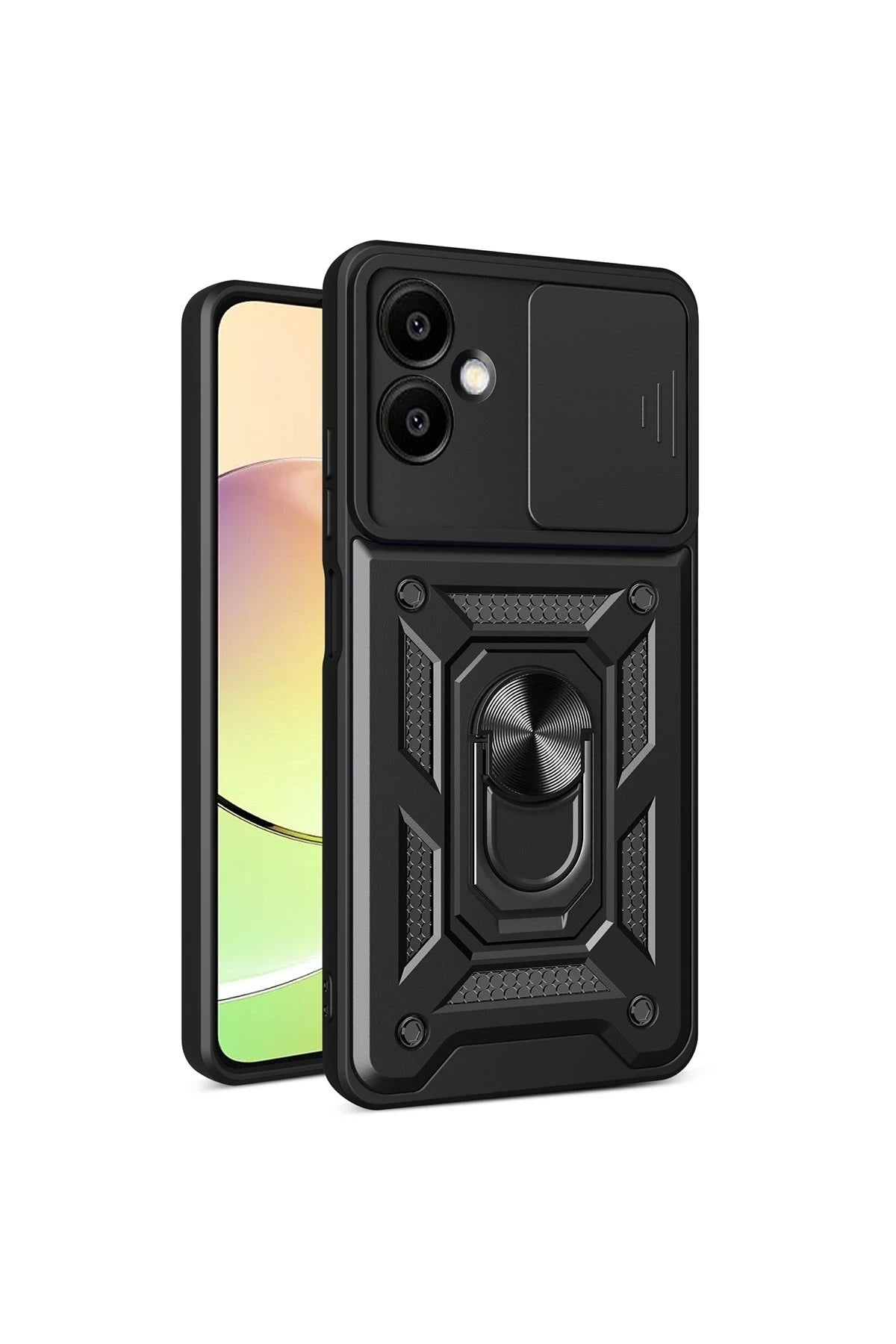 nebaktın Samsung Galaxy A06 Kılıf Pars Lens Yüzüklü Silikon - Siyah 1