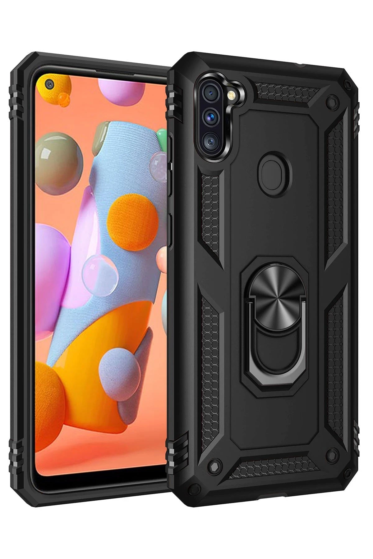 nebaktın Samsung Galaxy A11 Kılıf Sofya Yüzüklü Silikon Kapak - Siyah 1