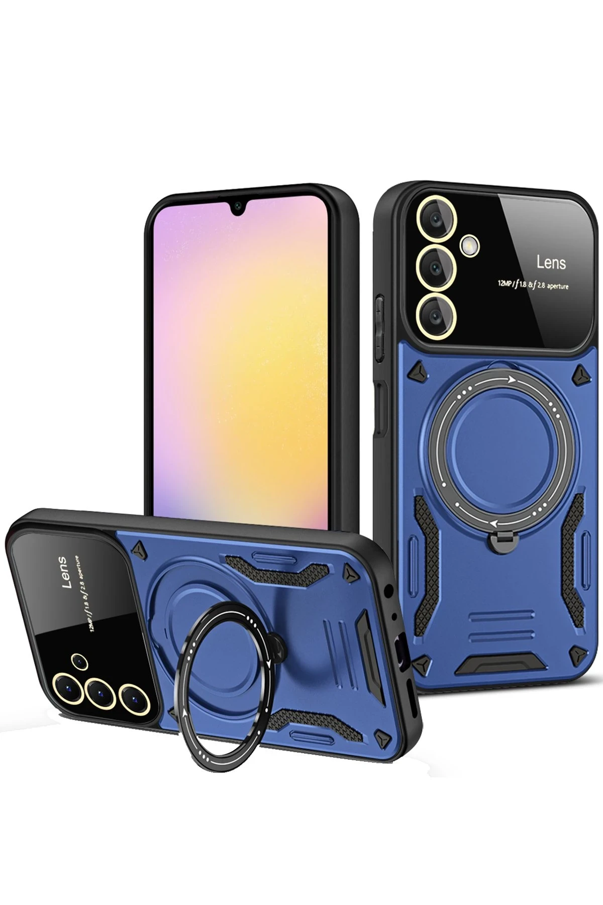 nebaktın Samsung Galaxy S23 FE Kılıf Joy Lens Standlı Kapak - Lacivert 1