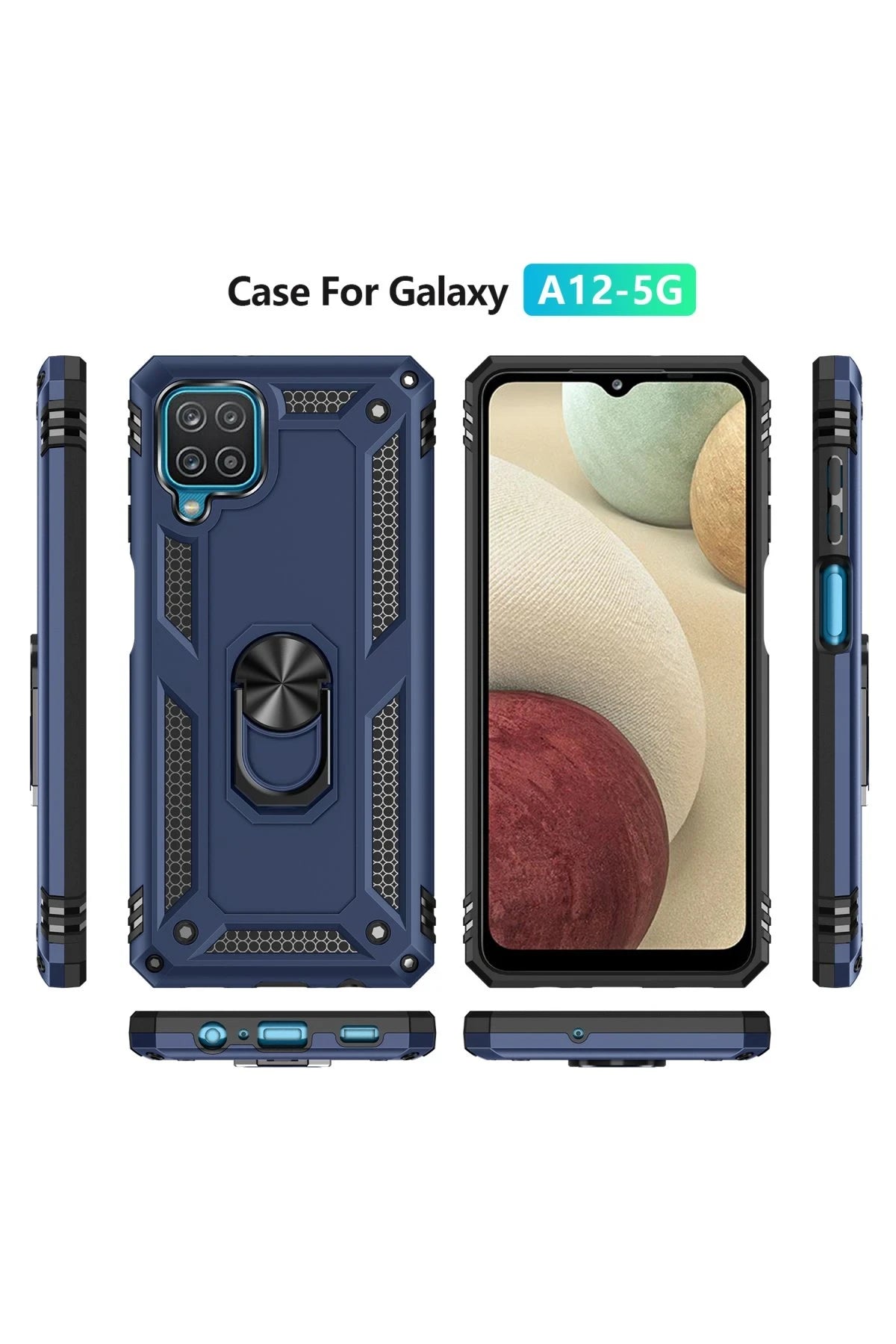 nebaktın Samsung Galaxy A22 Kılıf Sofya Yüzüklü Silikon Kapak - Lacivert 3