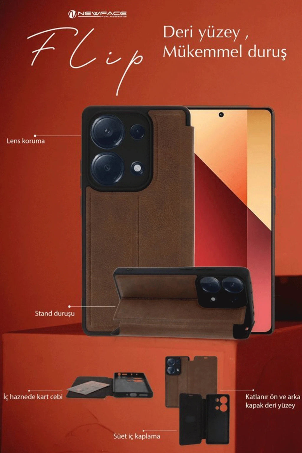 nebaktın Samsung Galaxy A36 Kılıf Flip Cover - Koyu Yeşil 3