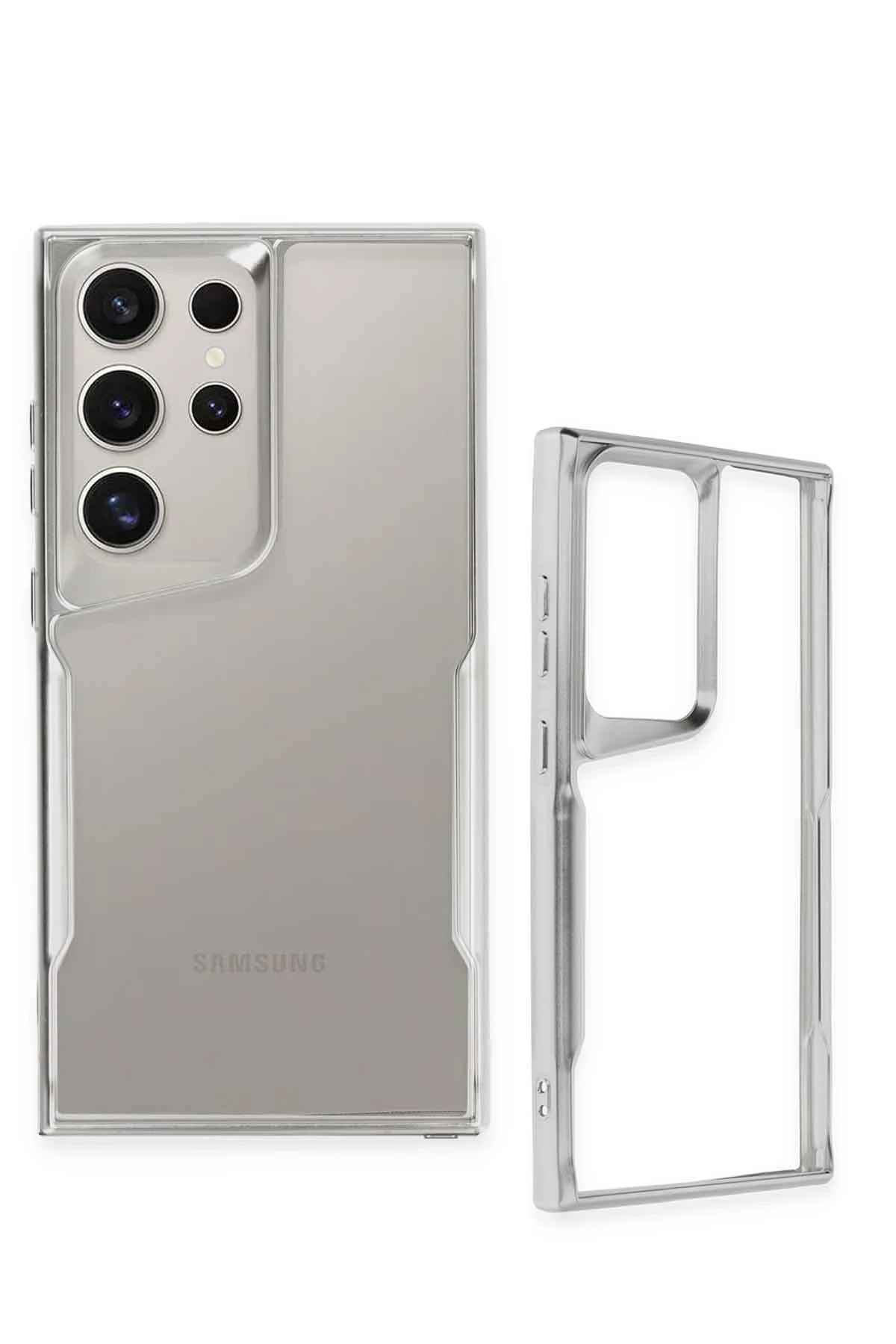 nebaktın Samsung Galaxy S24 Ultra Kılıf Boyi Silikon Kapak - Gümüş 3