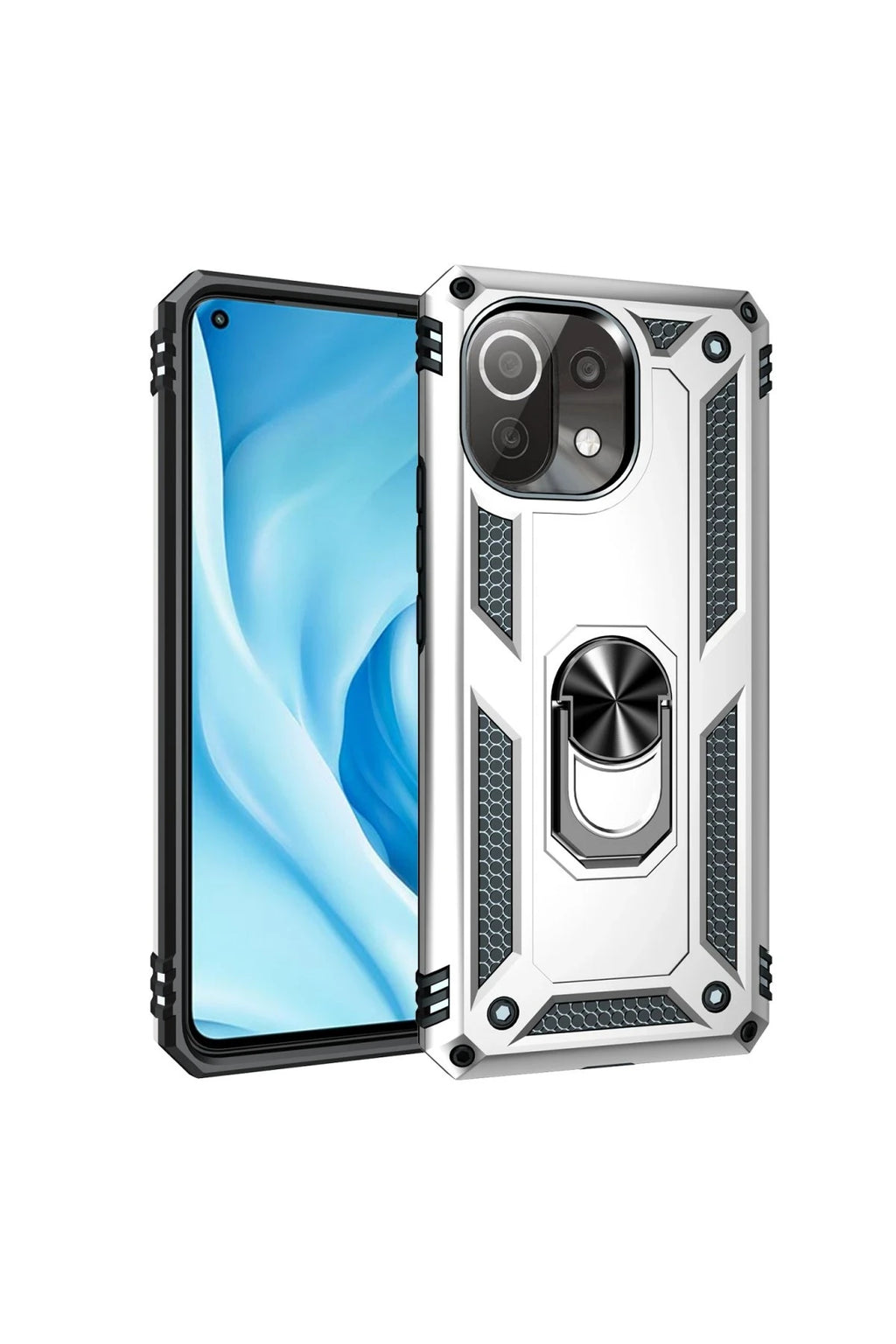 nebaktın Xiaomi Mİ 11 Lite Kılıf Sofya Yüzüklü Silikon Kapak - Gümüş 1