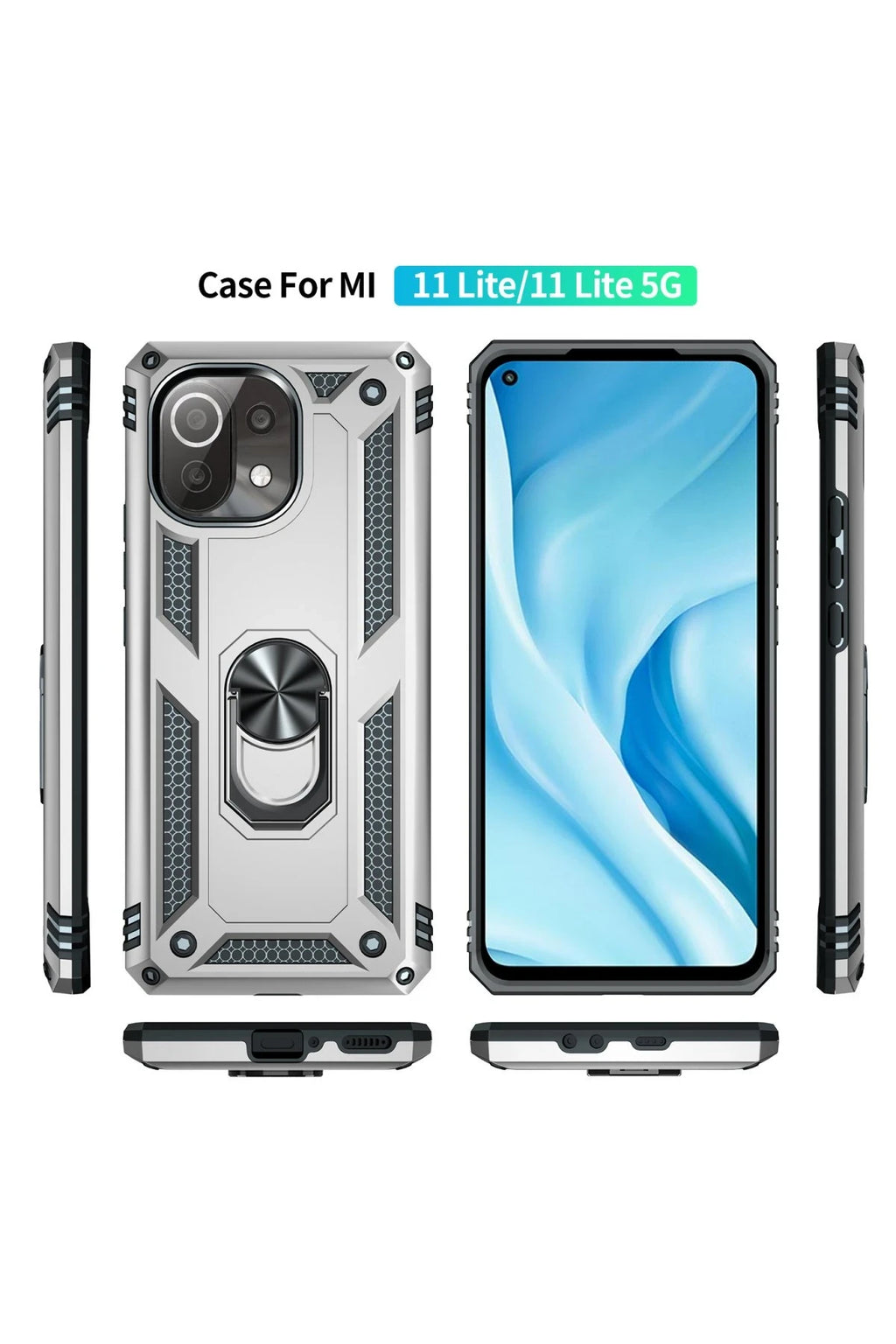 nebaktın Xiaomi Mİ 11 Lite Kılıf Sofya Yüzüklü Silikon Kapak - Gümüş 3
