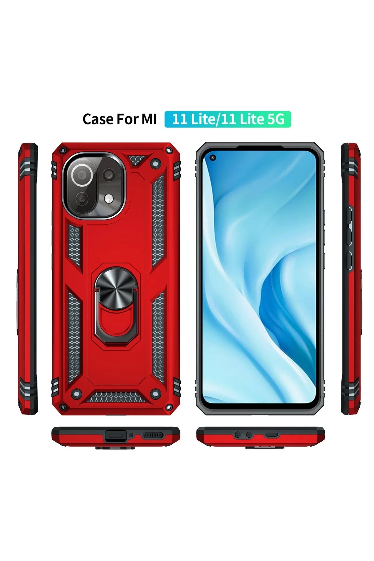 nebaktın Xiaomi Mİ 11 Lite Kılıf Sofya Yüzüklü Silikon Kapak - Kırmızı 3