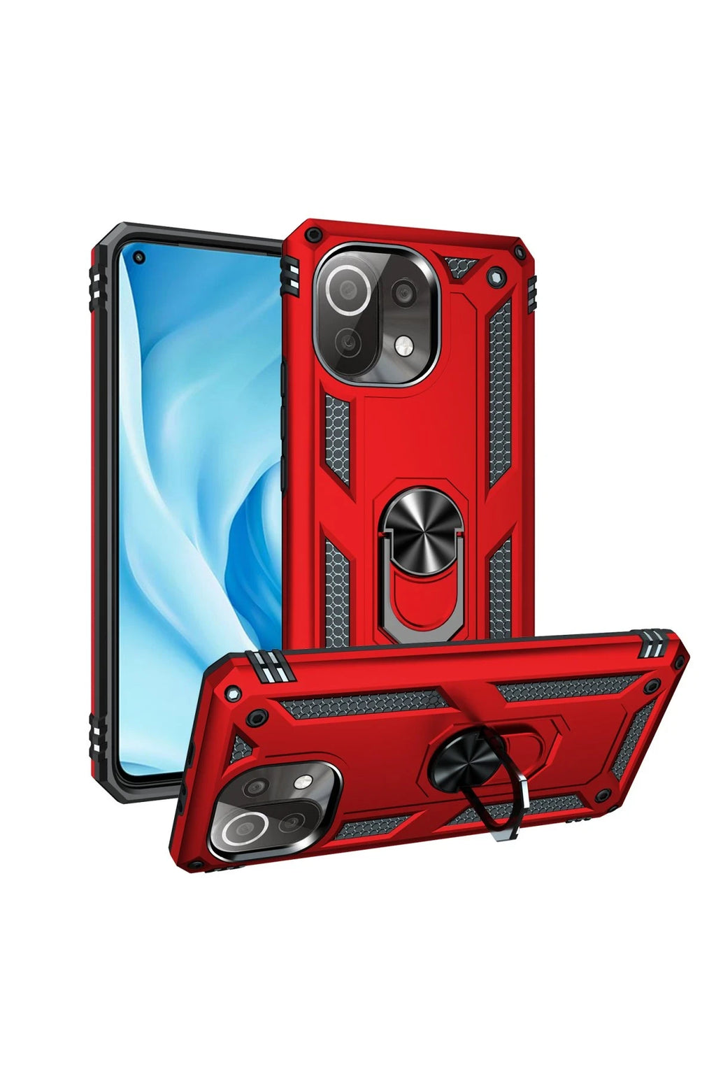 nebaktın Xiaomi Mİ 11 Lite Kılıf Sofya Yüzüklü Silikon Kapak - Kırmızı 2