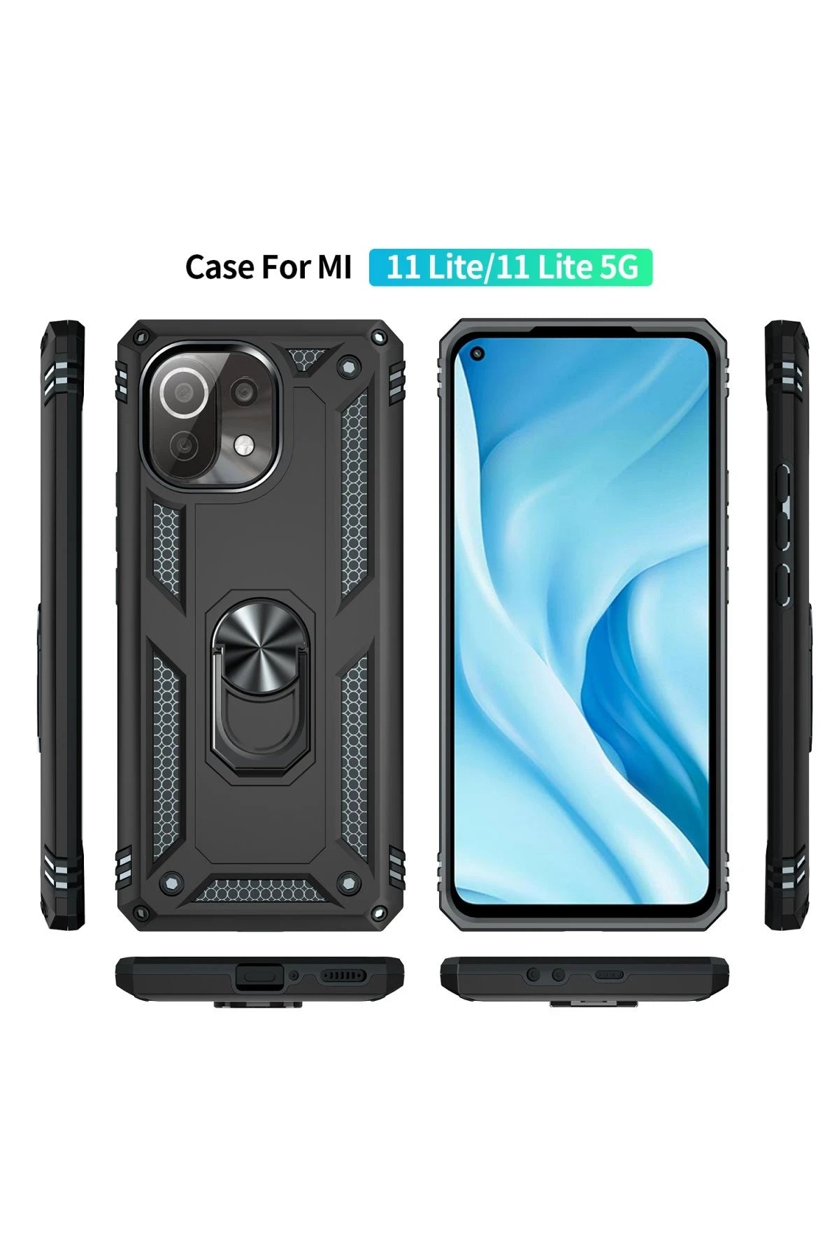 nebaktın Xiaomi Mİ 11 Lite Kılıf Sofya Yüzüklü Silikon Kapak - Siyah 3