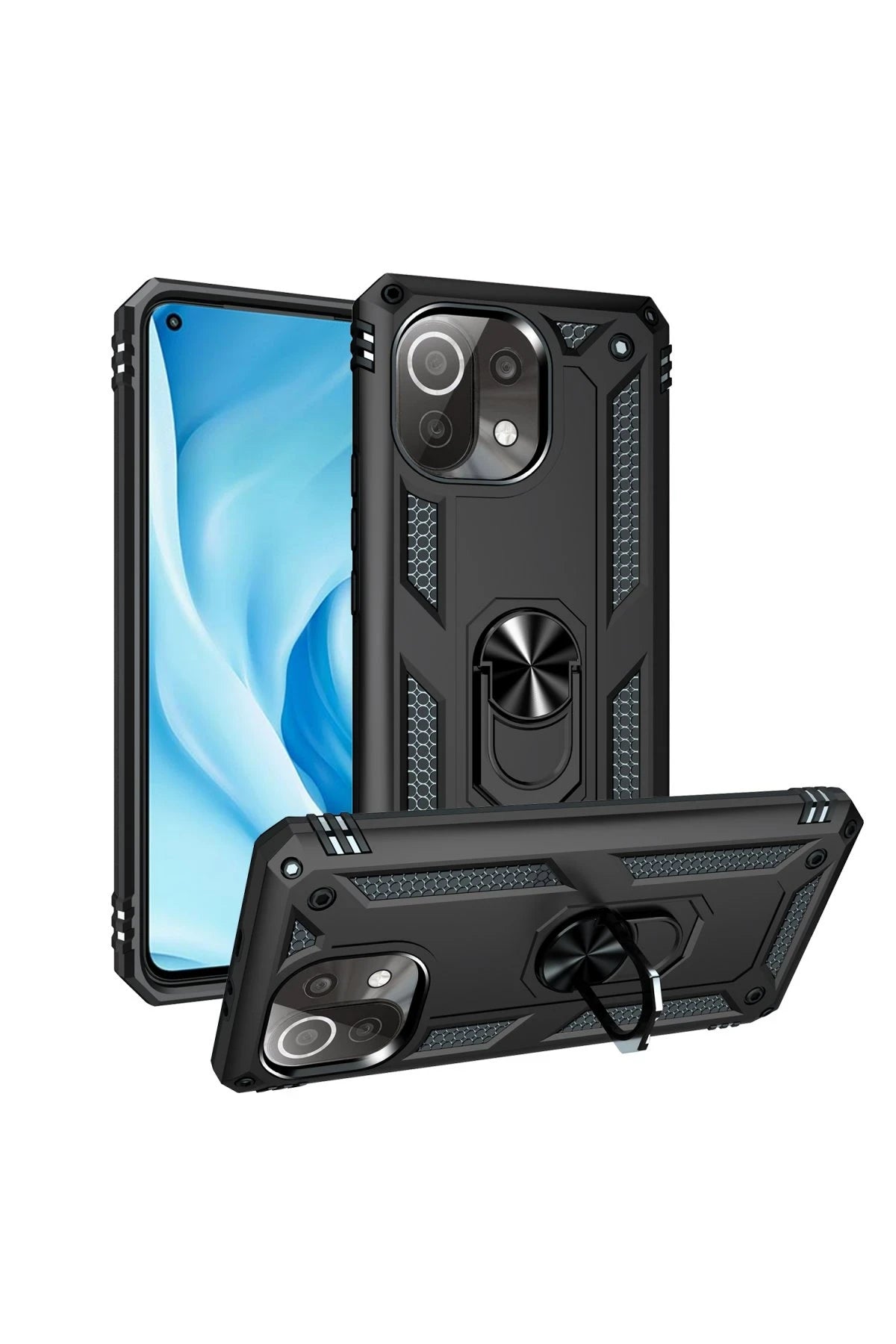 nebaktın Xiaomi Mİ 11 Lite Kılıf Sofya Yüzüklü Silikon Kapak - Siyah 2