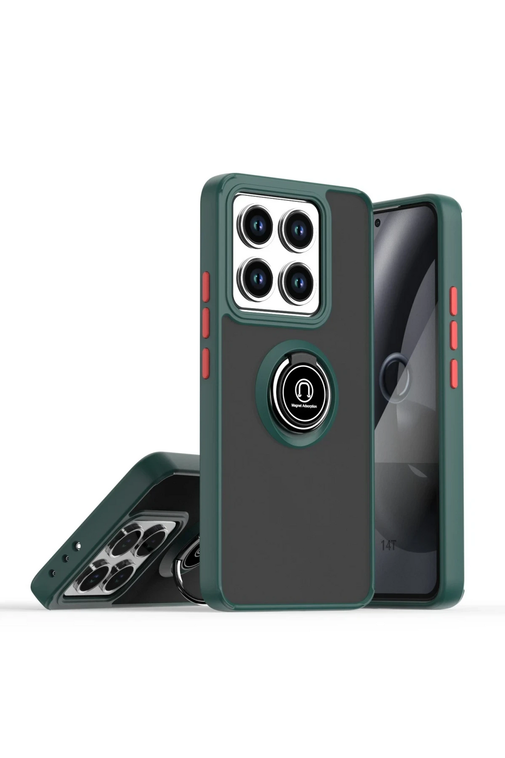 nebaktın Xiaomi Mi 14T Pro Kılıf Montreal Yüzüklü Silikon Kapak - Yeşil 1