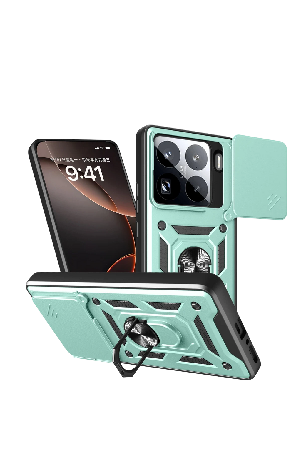nebaktın Xiaomi Mi 15 Pro Kılıf Pars Lens Yüzüklü Silikon - Yeşil 1