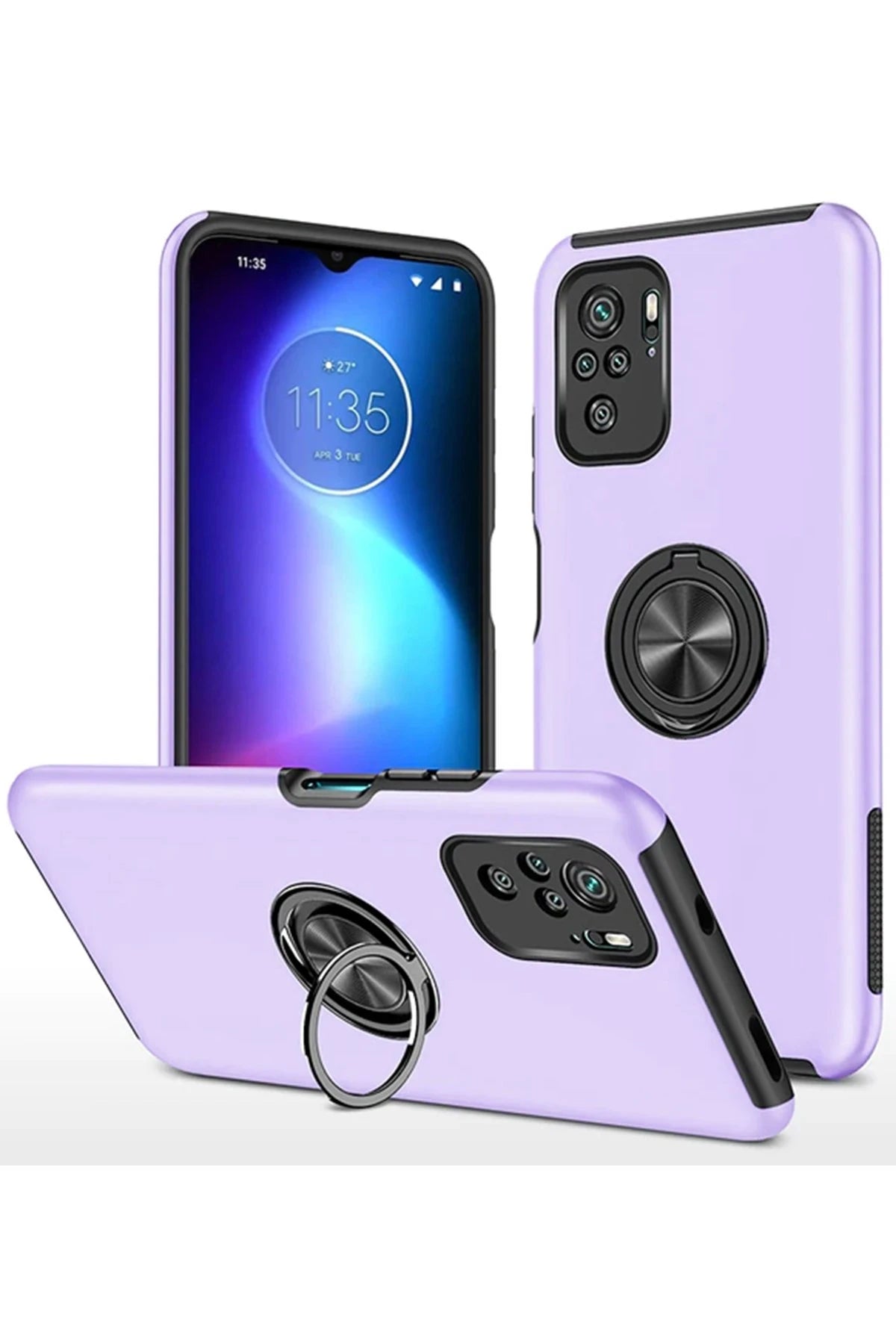 nebaktın Xiaomi Poco F3 Kılıf Elit Yüzüklü Kapak - Mor 1