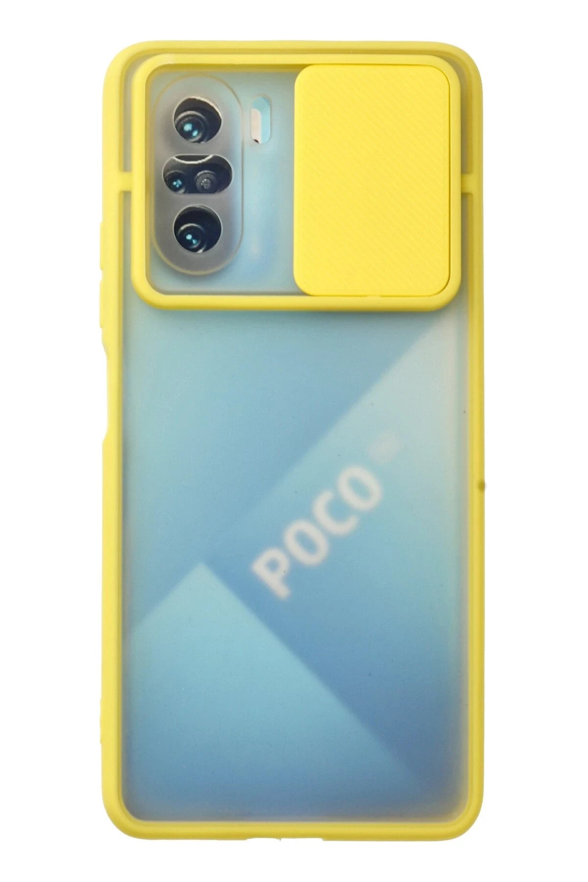nebaktın Xiaomi Poco F3 Kılıf Palm Buzlu Kamera Sürgülü Silikon - Sarı 1
