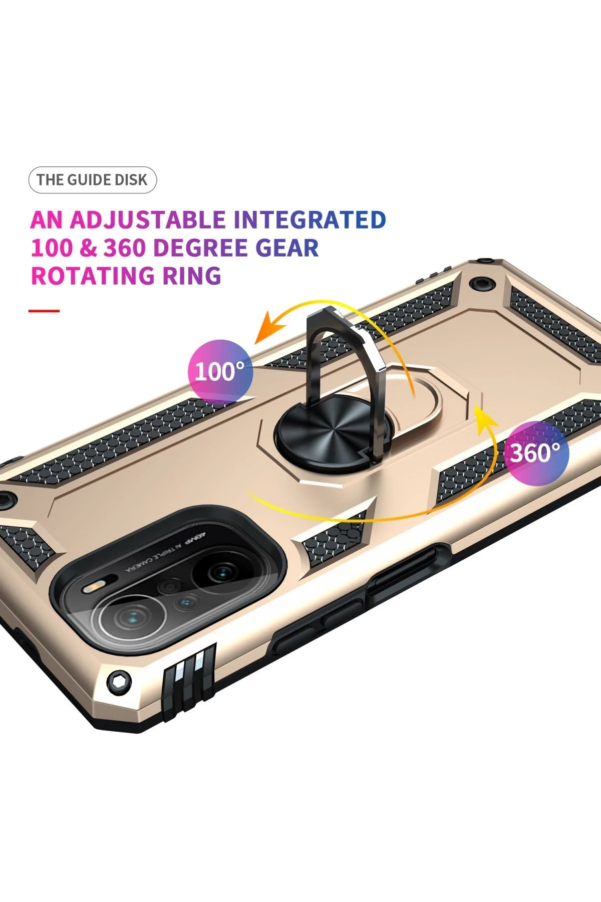 nebaktın Xiaomi Poco F3 Kılıf Sofya Yüzüklü Silikon Kapak - Gold 8
