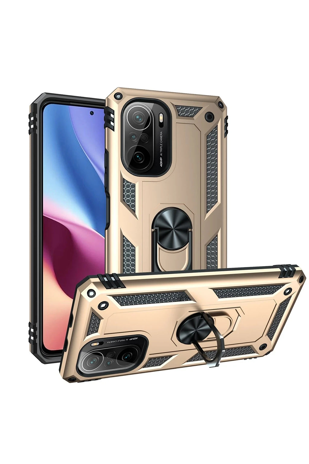 nebaktın Xiaomi Poco F3 Kılıf Sofya Yüzüklü Silikon Kapak - Gold 2