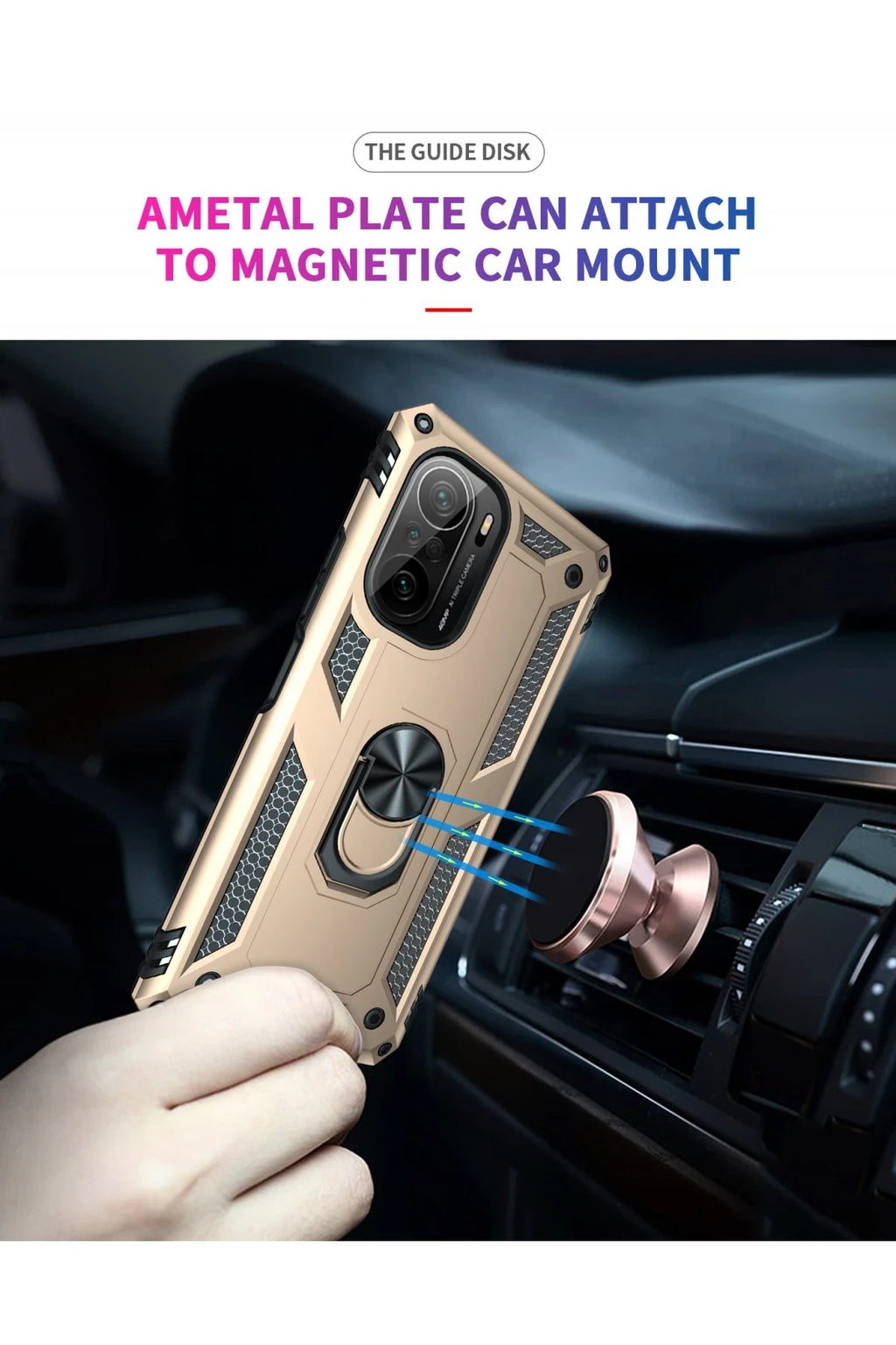 nebaktın Xiaomi Poco F3 Kılıf Sofya Yüzüklü Silikon Kapak - Gold 6