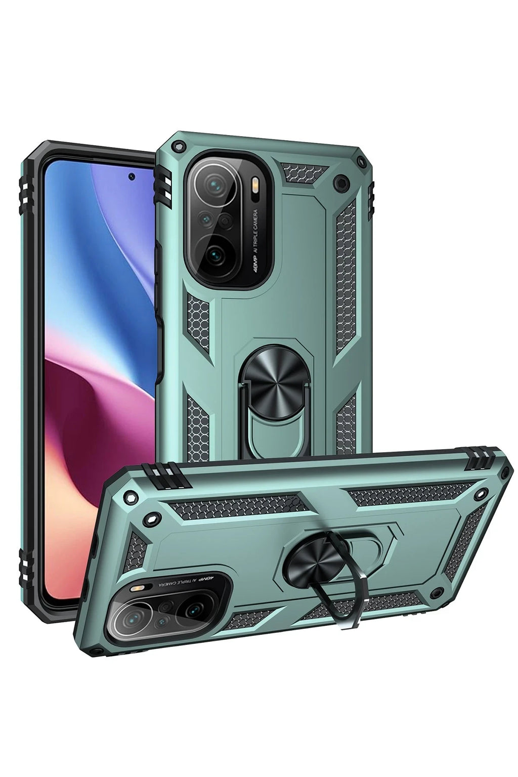 nebaktın Xiaomi Poco F3 Kılıf Sofya Yüzüklü Silikon Kapak - Yeşil 2
