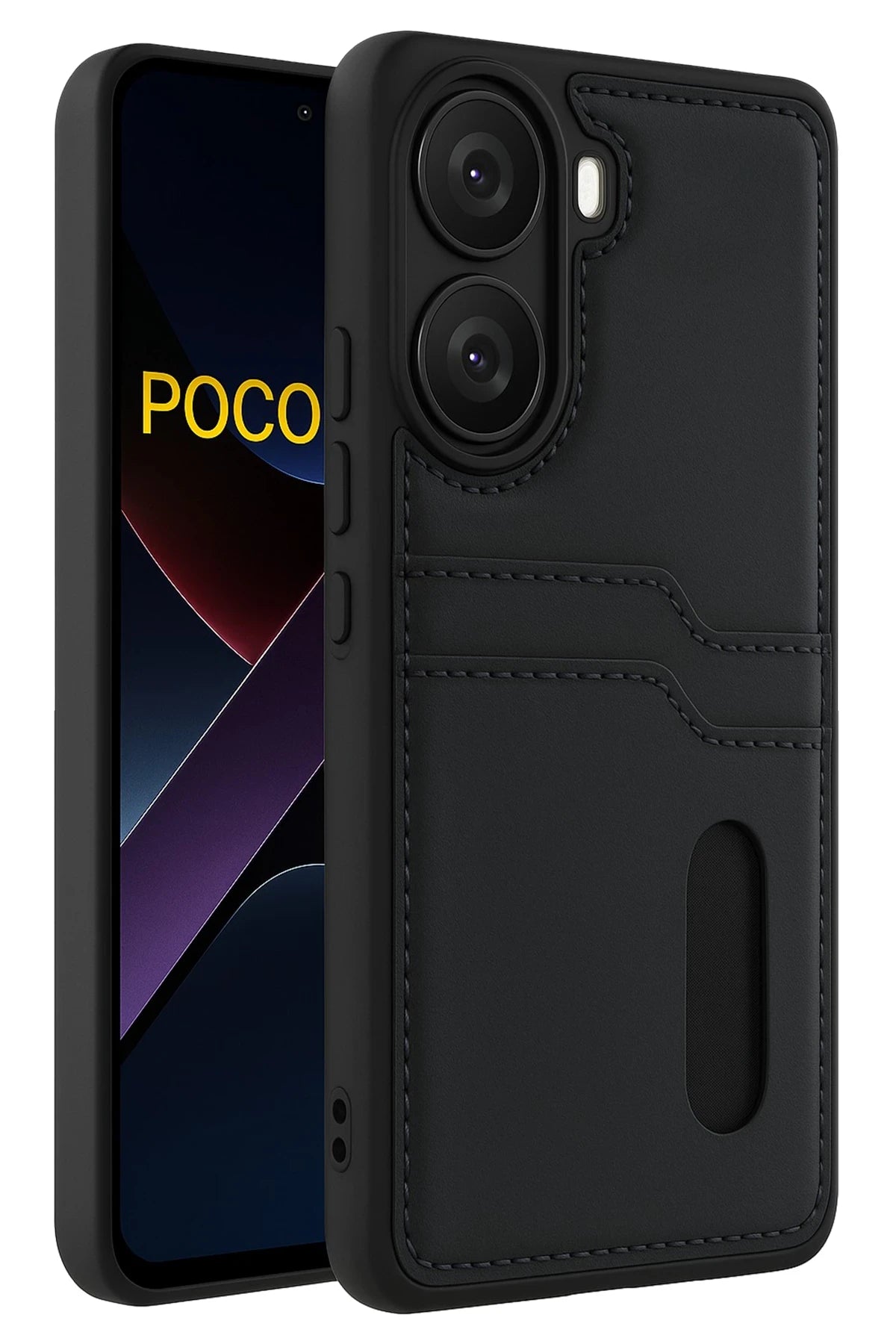 nebaktın Xiaomi Poco X7 Pro Kılıf Sara Kartvizitli Deri Kılıf - Siyah 1