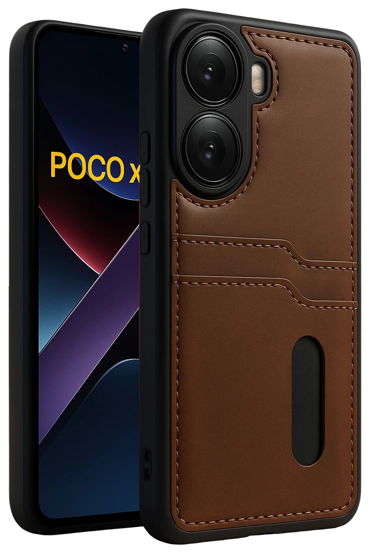 nebaktın Xiaomi Poco X7 Pro Kılıf Sara Kartvizitli Deri Kılıf - Taba 1