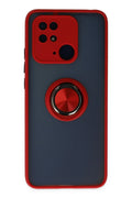 nebaktın Xiaomi Redmi 10C Kılıf Montreal Yüzüklü Silikon Kapak - Kırmızı 1