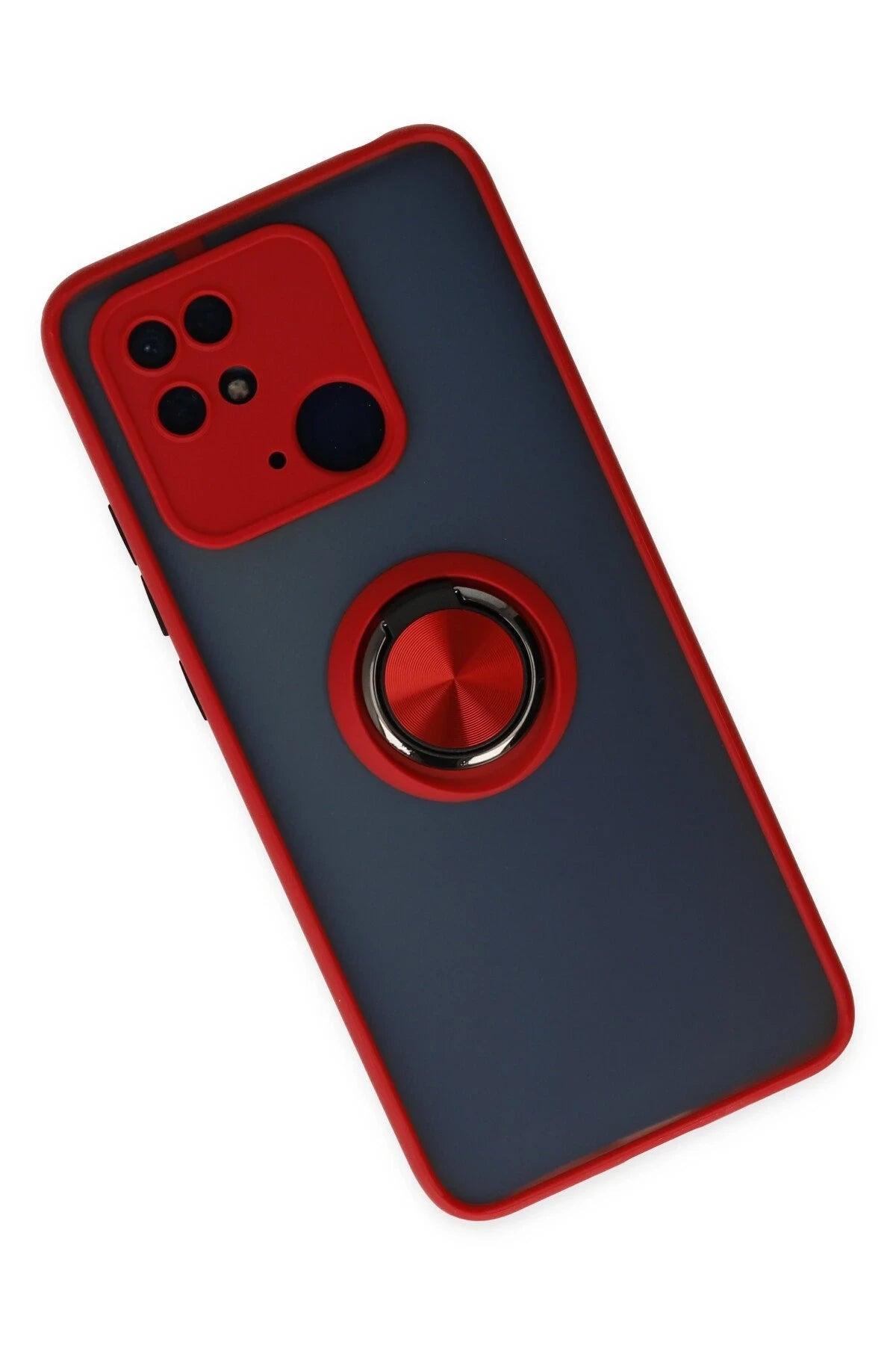 nebaktın Xiaomi Redmi 10C Kılıf Montreal Yüzüklü Silikon Kapak - Kırmızı 2