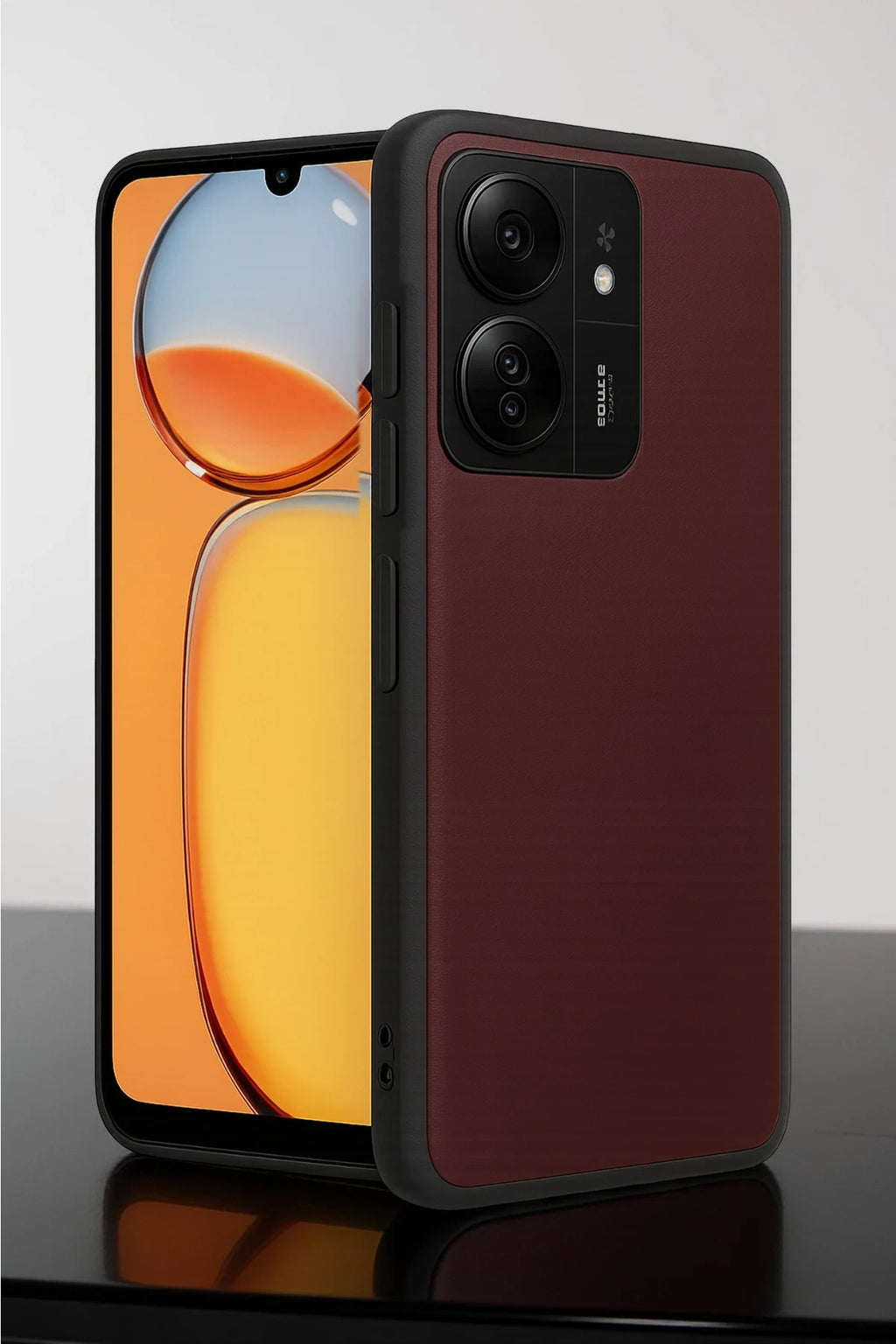 nebaktın Xiaomi Redmi 13C Kılıf Aras Deri Kapak - Bordo 2