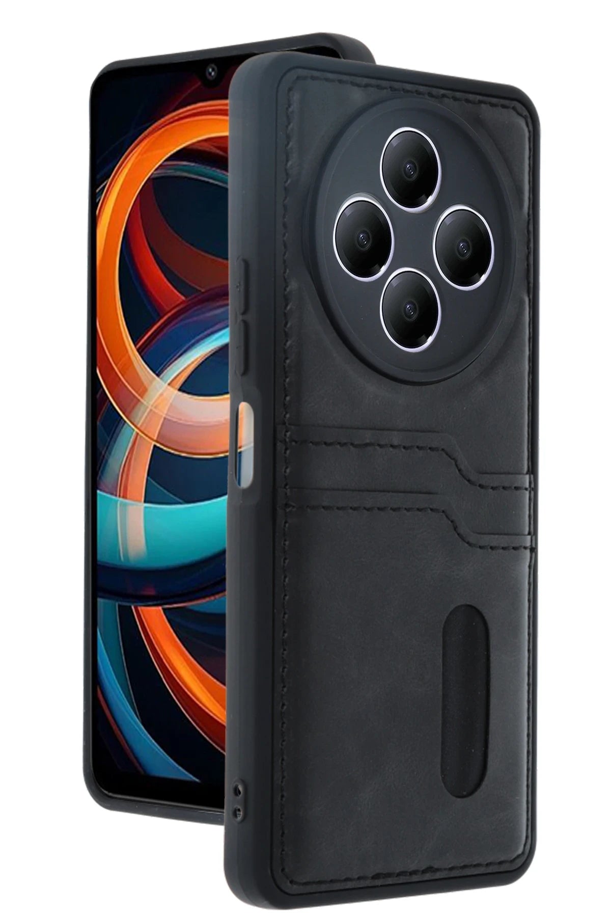 nebaktın Xiaomi Redmi 14C Kılıf Sara Kartvizitli Deri Kılıf - Siyah 1