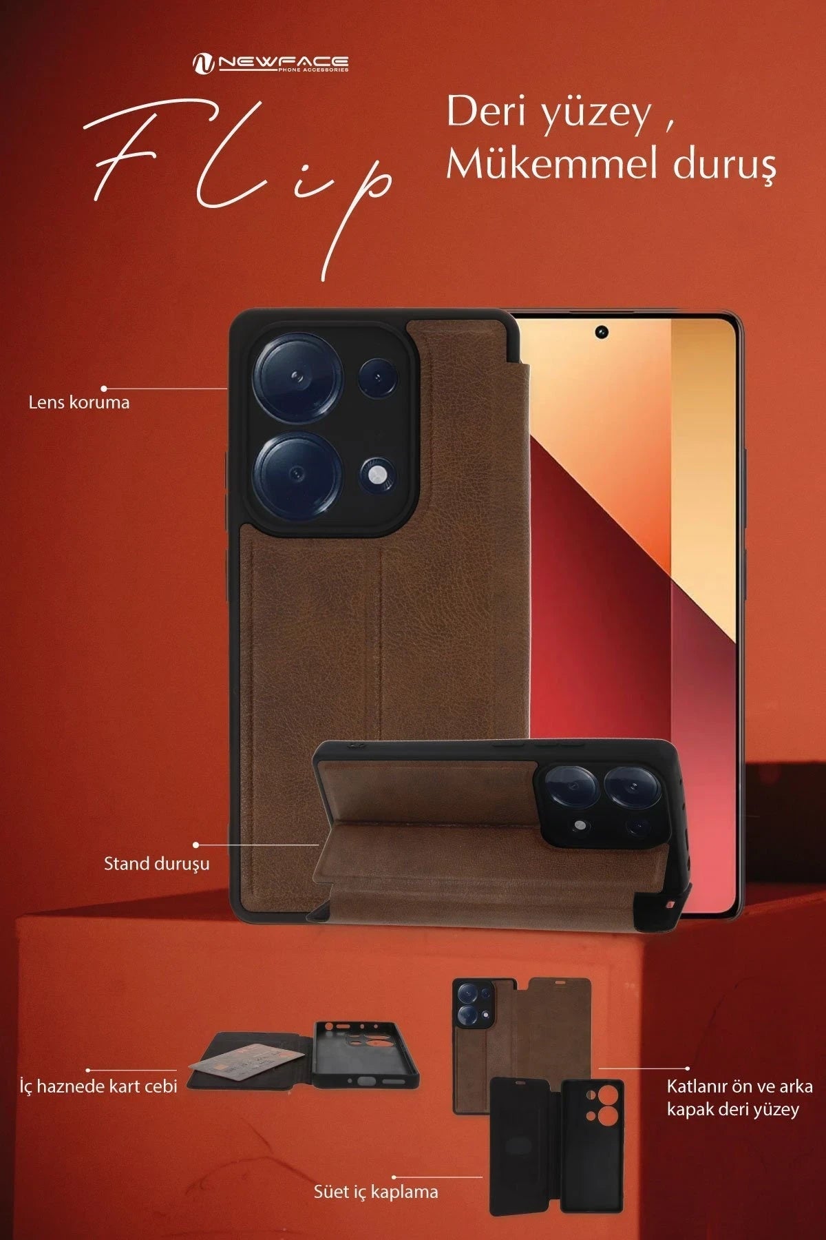 nebaktın Xiaomi Redmi 15C 4G Flip Cover - Yeşil 4