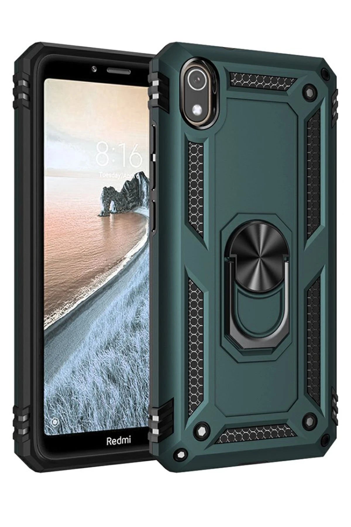 nebaktın Xiaomi Redmi 7A Kılıf Sofya Yüzüklü Silikon Kapak - Yeşil 1