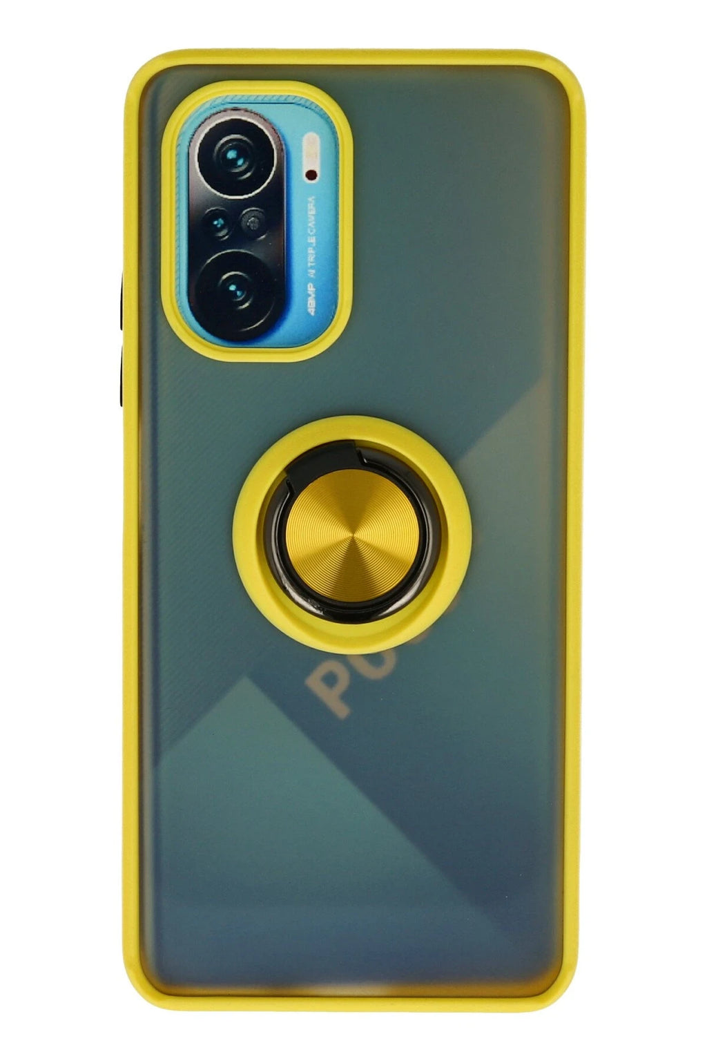 nebaktın Xiaomi Redmi K40 Kılıf Montreal Yüzüklü Silikon Kapak - Sarı 1