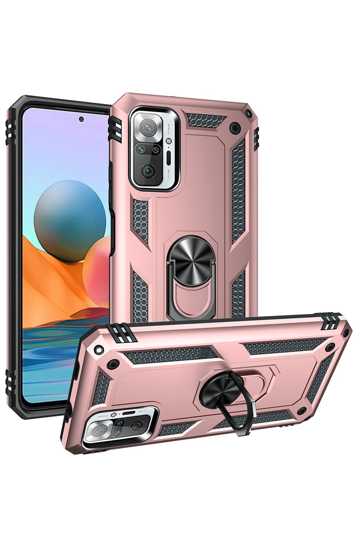 nebaktın Xiaomi Redmi Note 10 Pro Kılıf Sofya Yüzüklü Silikon Kapak - Rose 2
