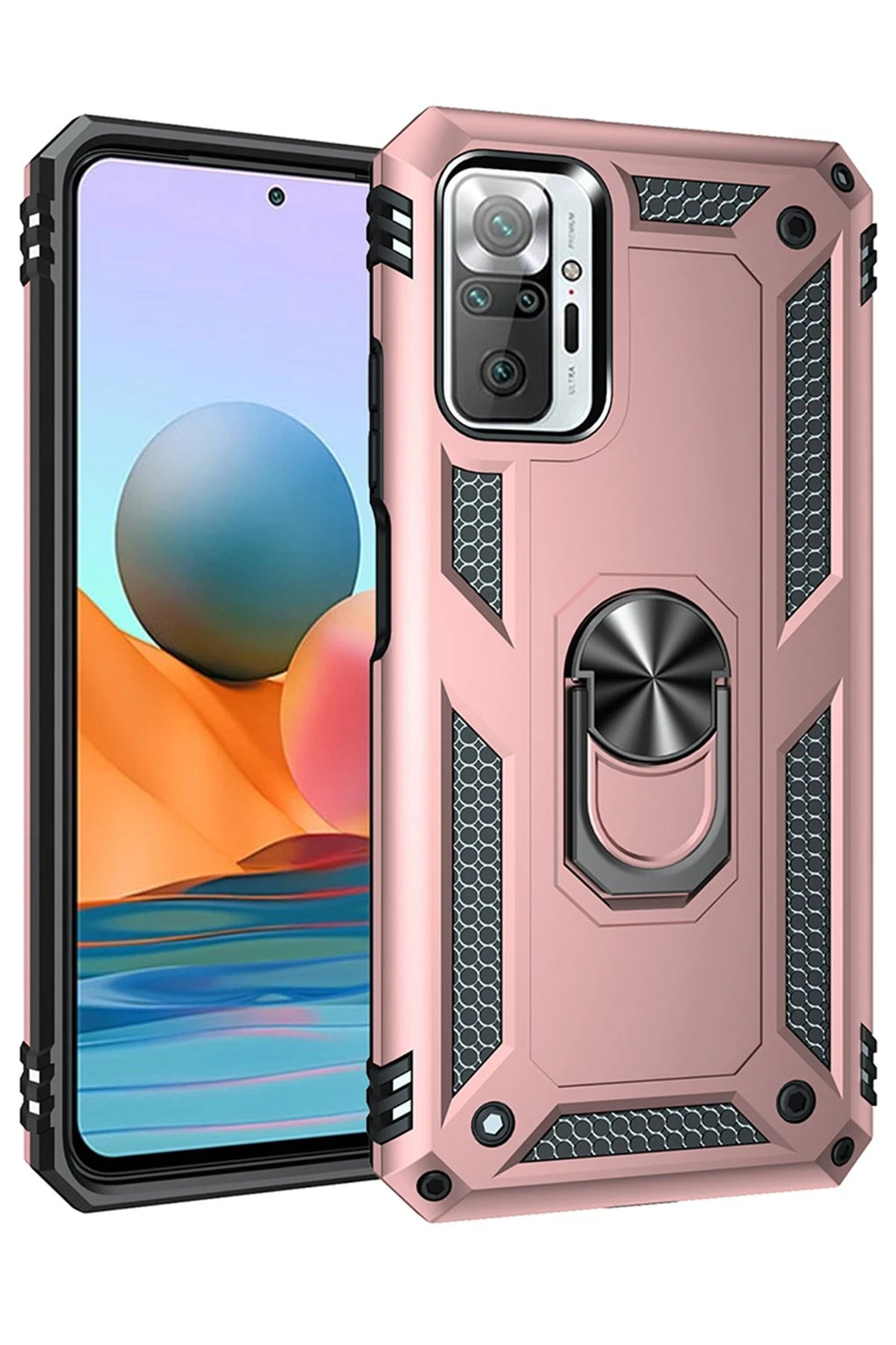 nebaktın Xiaomi Redmi Note 10 Pro Kılıf Sofya Yüzüklü Silikon Kapak - Rose 1