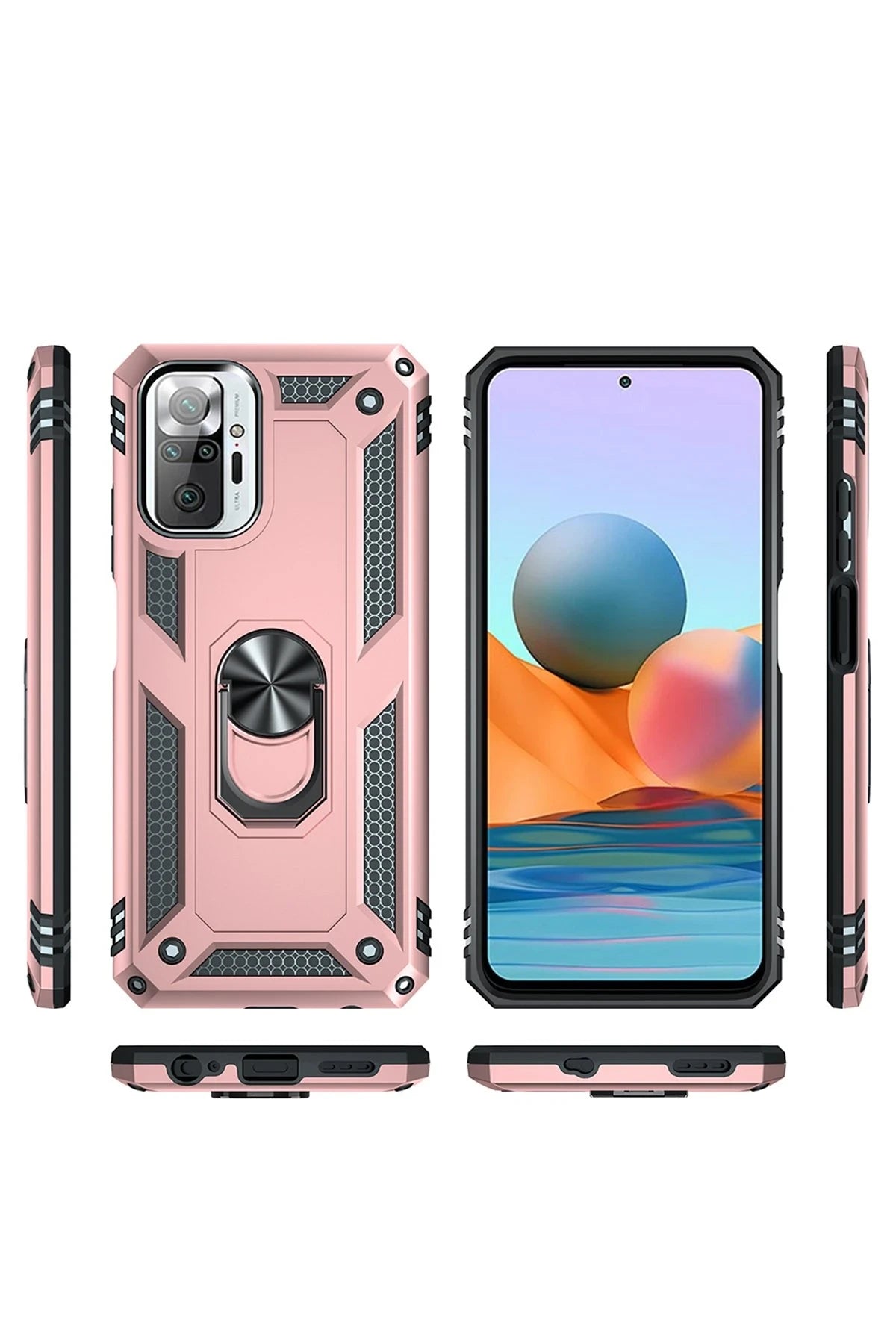 nebaktın Xiaomi Redmi Note 10 Pro Kılıf Sofya Yüzüklü Silikon Kapak - Rose 3