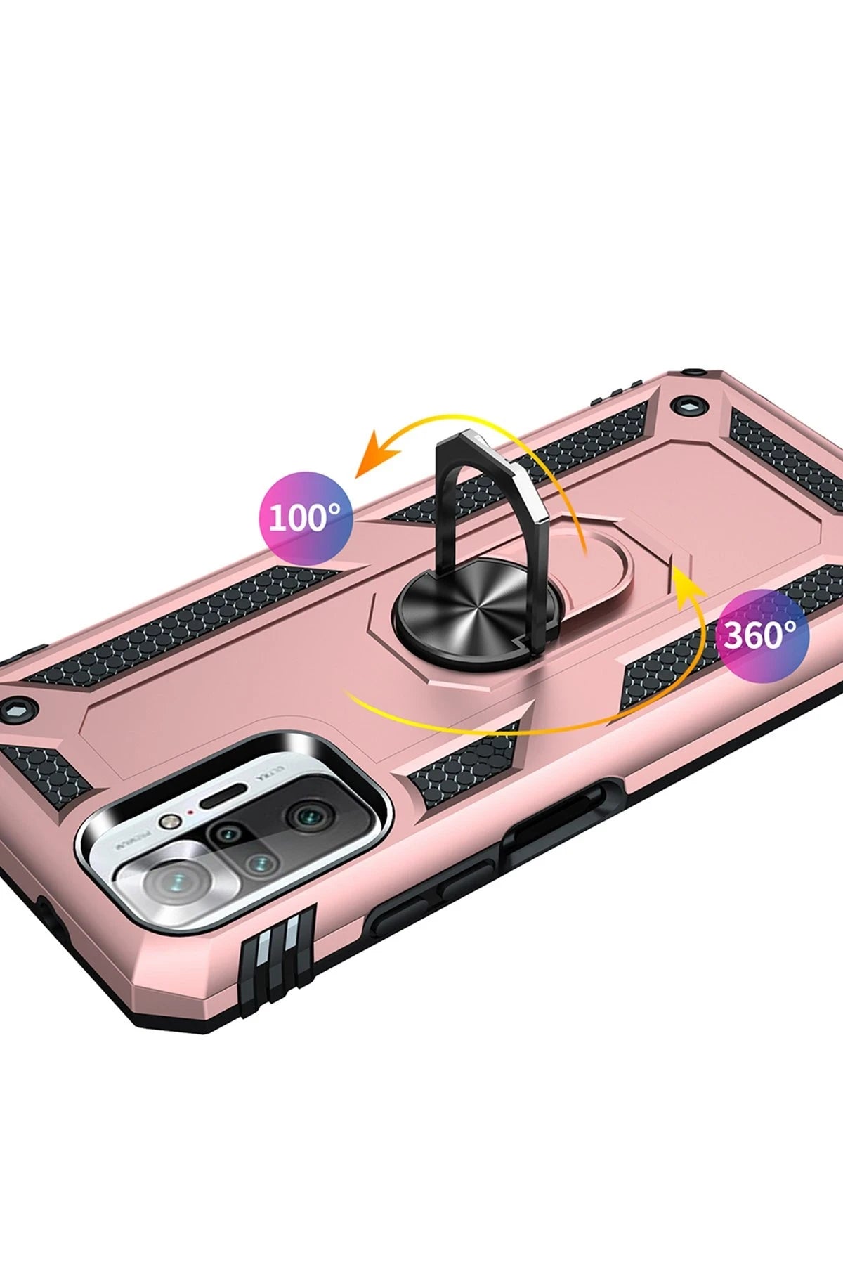 nebaktın Xiaomi Redmi Note 10 Pro Kılıf Sofya Yüzüklü Silikon Kapak - Rose 4