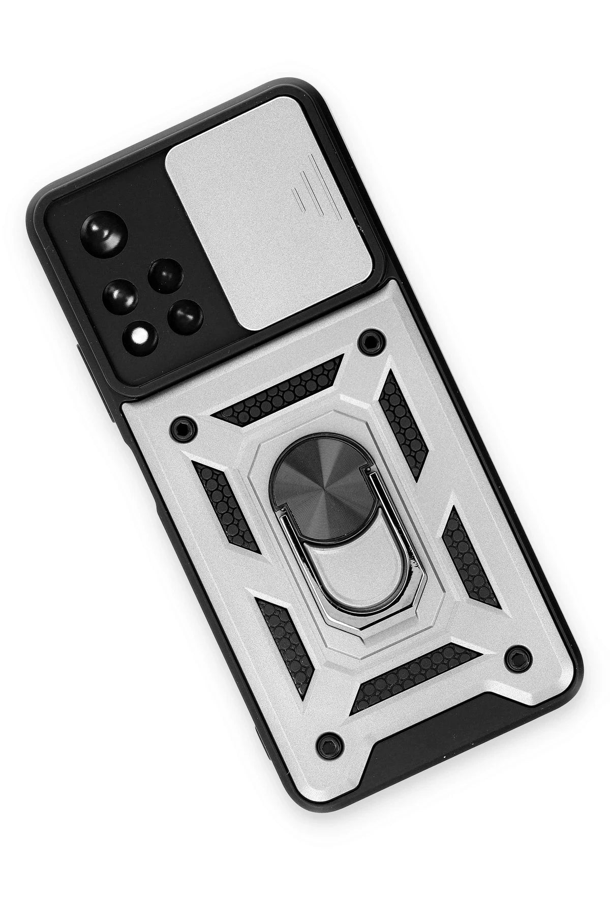 nebaktın Xiaomi Redmi Note 11T Kılıf Pars Lens Yüzüklü Silikon - Gümüş 3