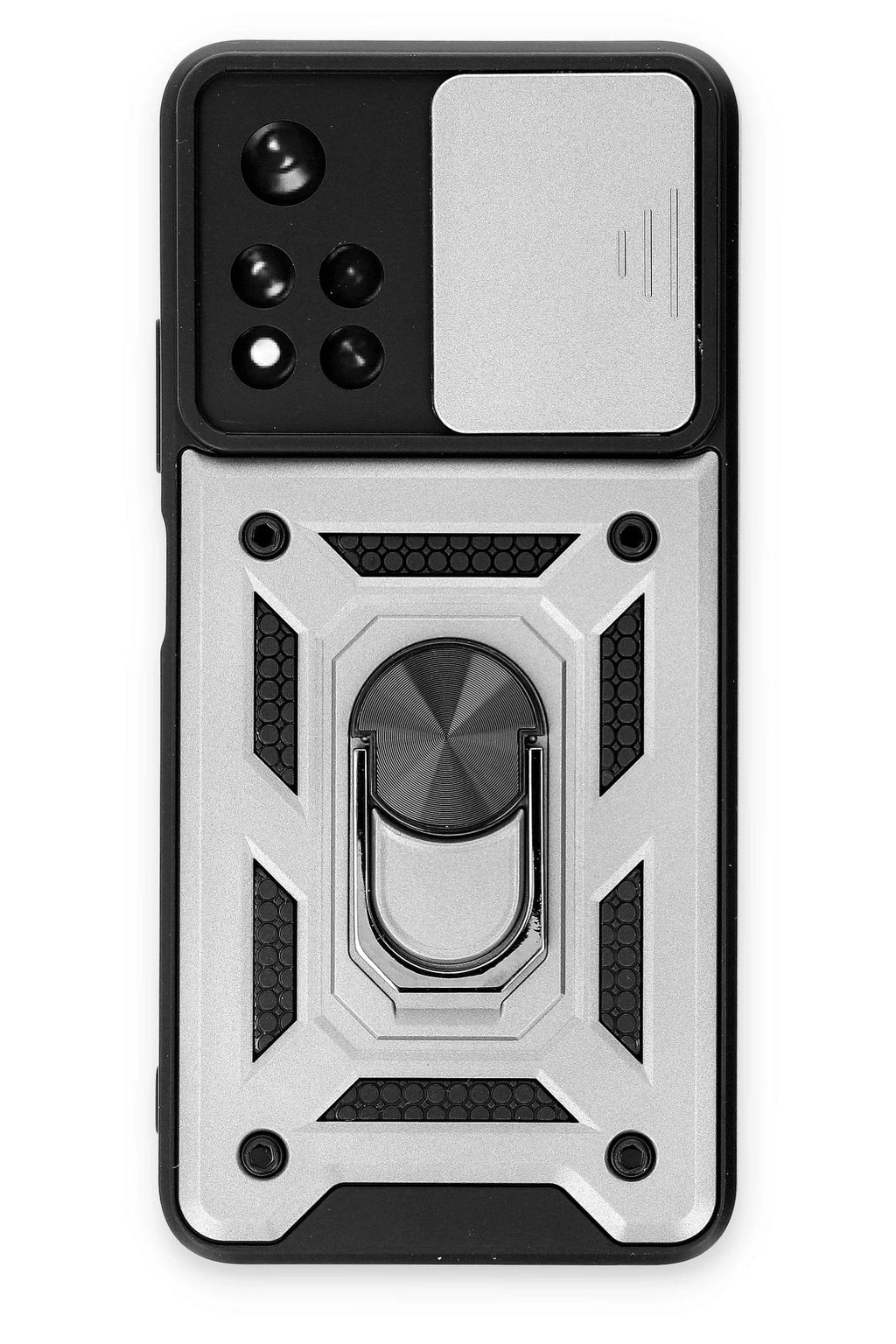 nebaktın Xiaomi Redmi Note 11T Kılıf Pars Lens Yüzüklü Silikon - Gümüş 1