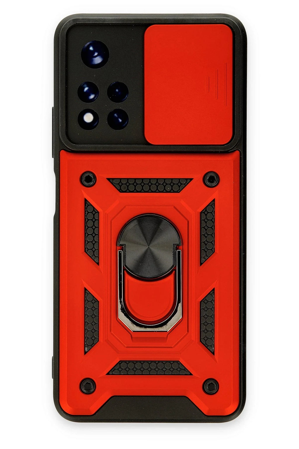 nebaktın Xiaomi Redmi Note 11T Kılıf Pars Lens Yüzüklü Silikon - Kırmızı 1
