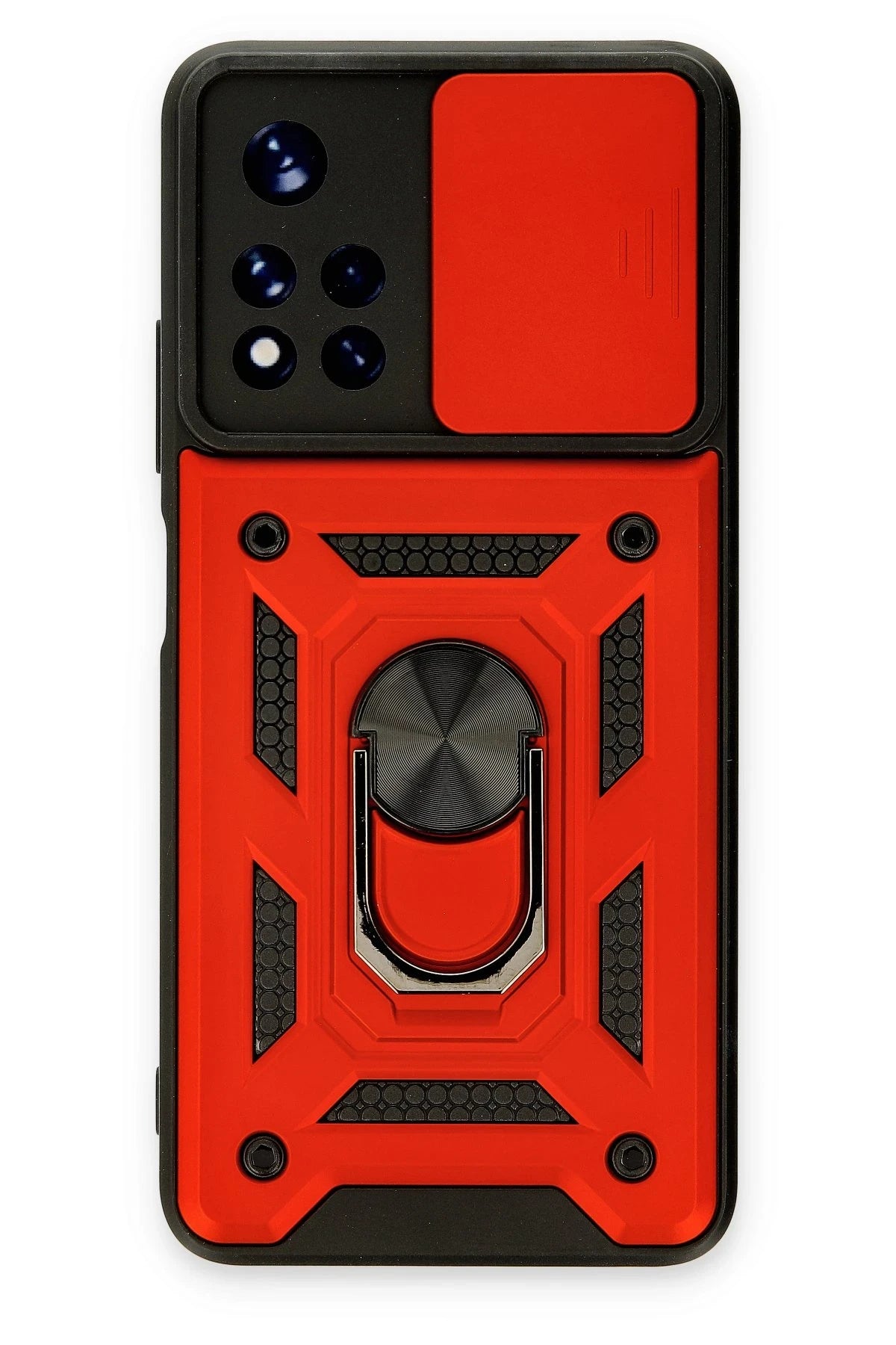 nebaktın Xiaomi Redmi Note 11T Kılıf Pars Lens Yüzüklü Silikon - Kırmızı 1