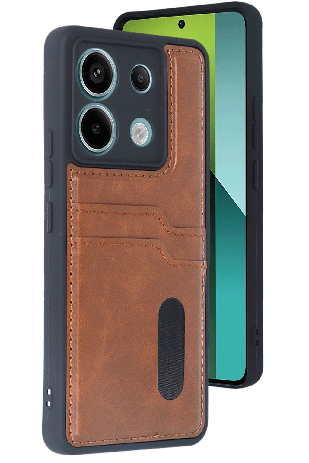 nebaktın Xiaomi Redmi Note 13 Pro 4G Kılıf Sara Kartvizitli Deri Kılıf - Taba 1