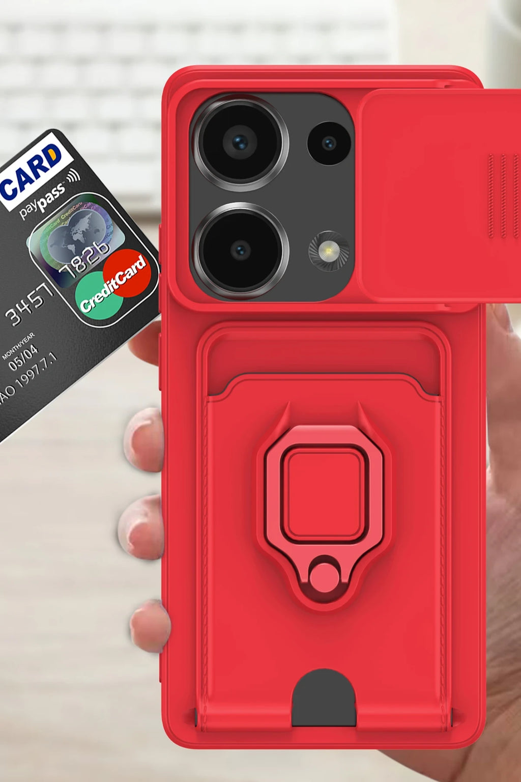 nebaktın Xiaomi Redmi Note 13 Pro 4G Kılıf Zuma Kartvizitli Yüzüklü Silikon - Lacivert 3