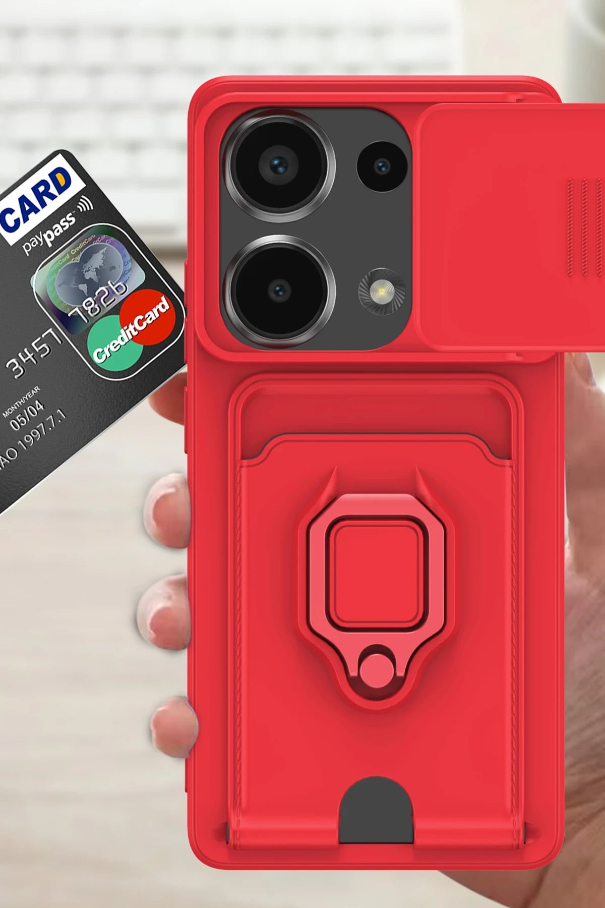 nebaktın Xiaomi Redmi Note 13 Pro 4G Kılıf Zuma Kartvizitli Yüzüklü Silikon - Pembe 3