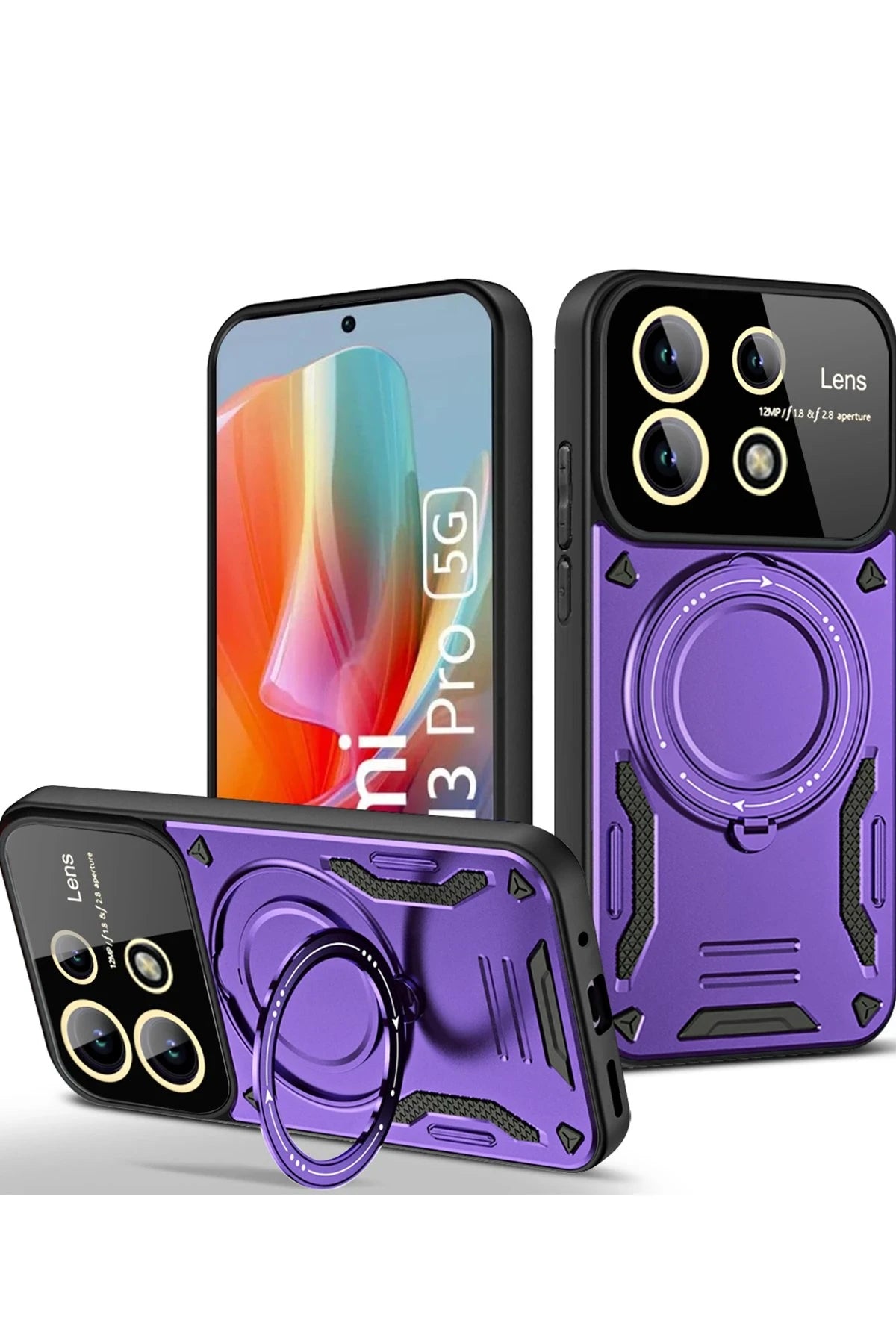 nebaktın Xiaomi Redmi Note 13 Pro 5G Kılıf Joy Lens Standlı Kapak - Mor 1
