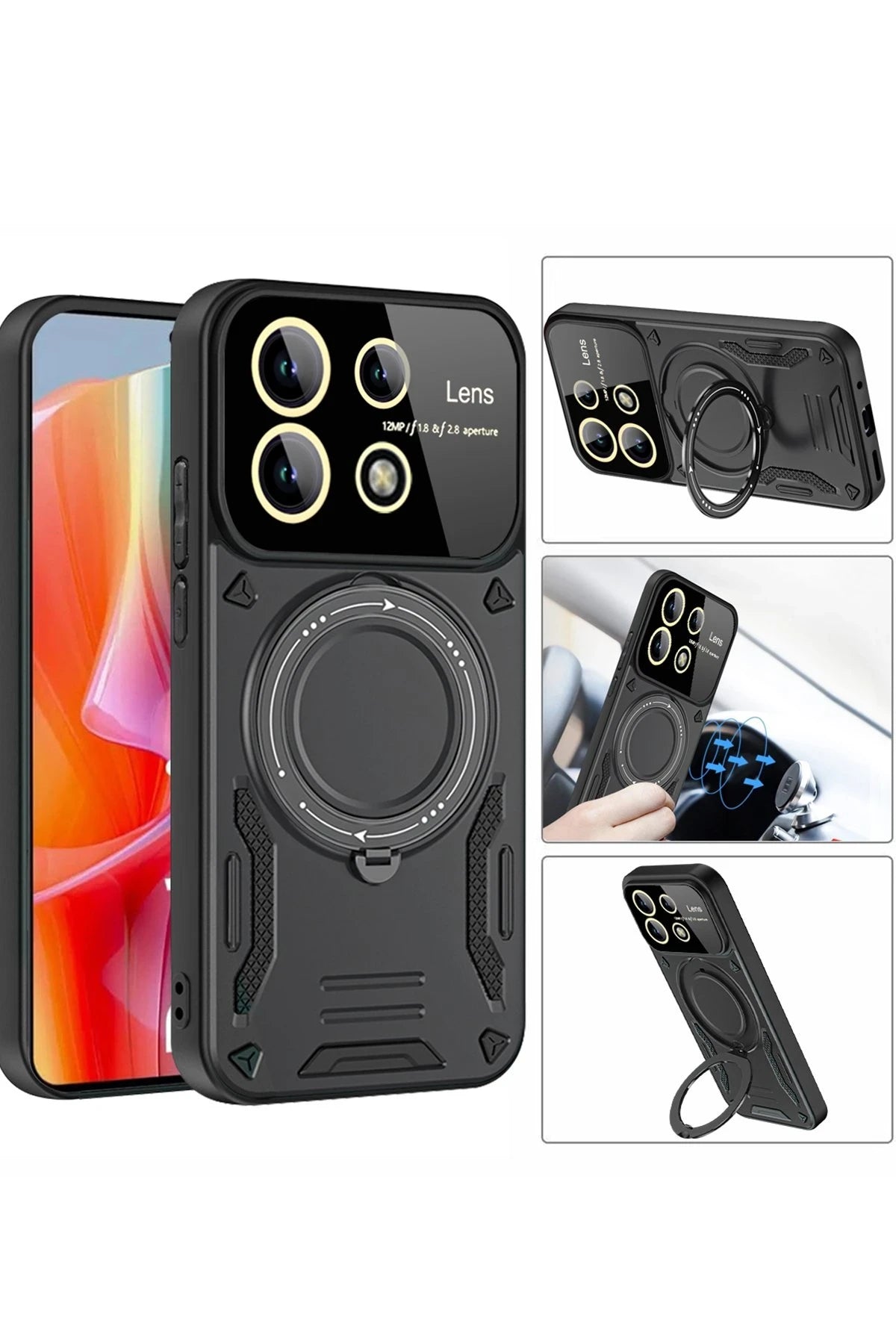 nebaktın Xiaomi Redmi Note 13 Pro 5G Kılıf Joy Lens Standlı Kapak - Mor 3